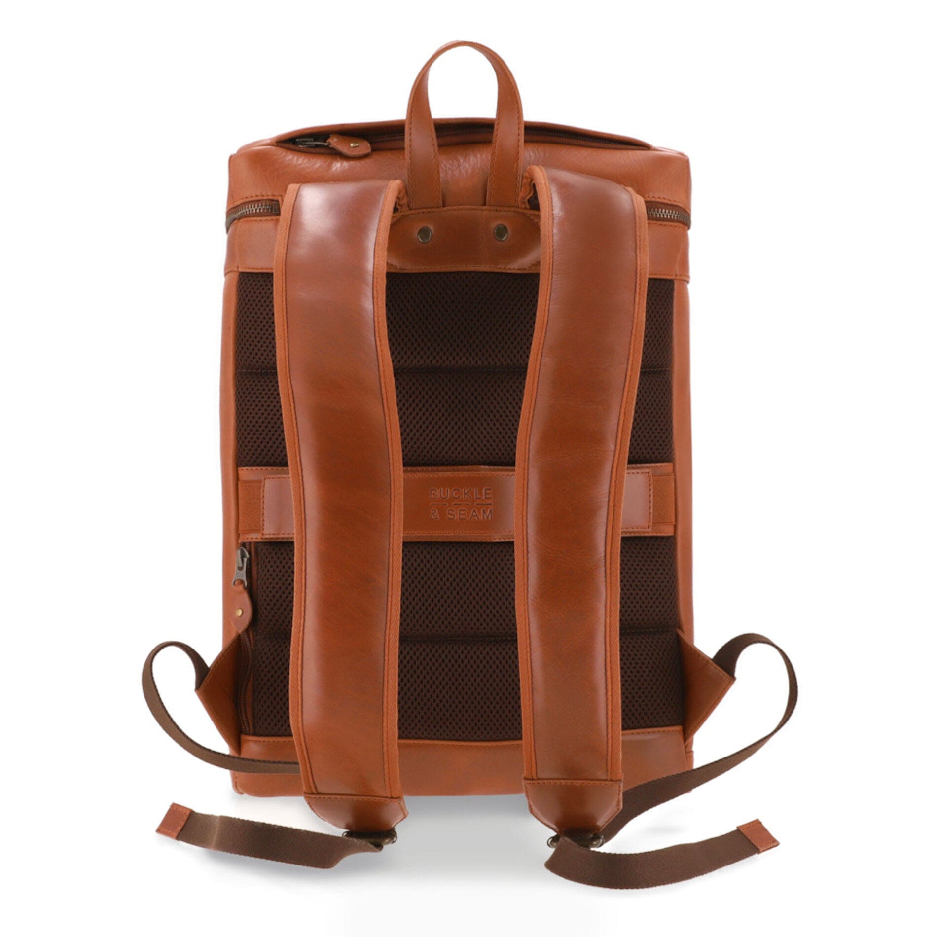 Siwa leather backpack - Cognac / Dots