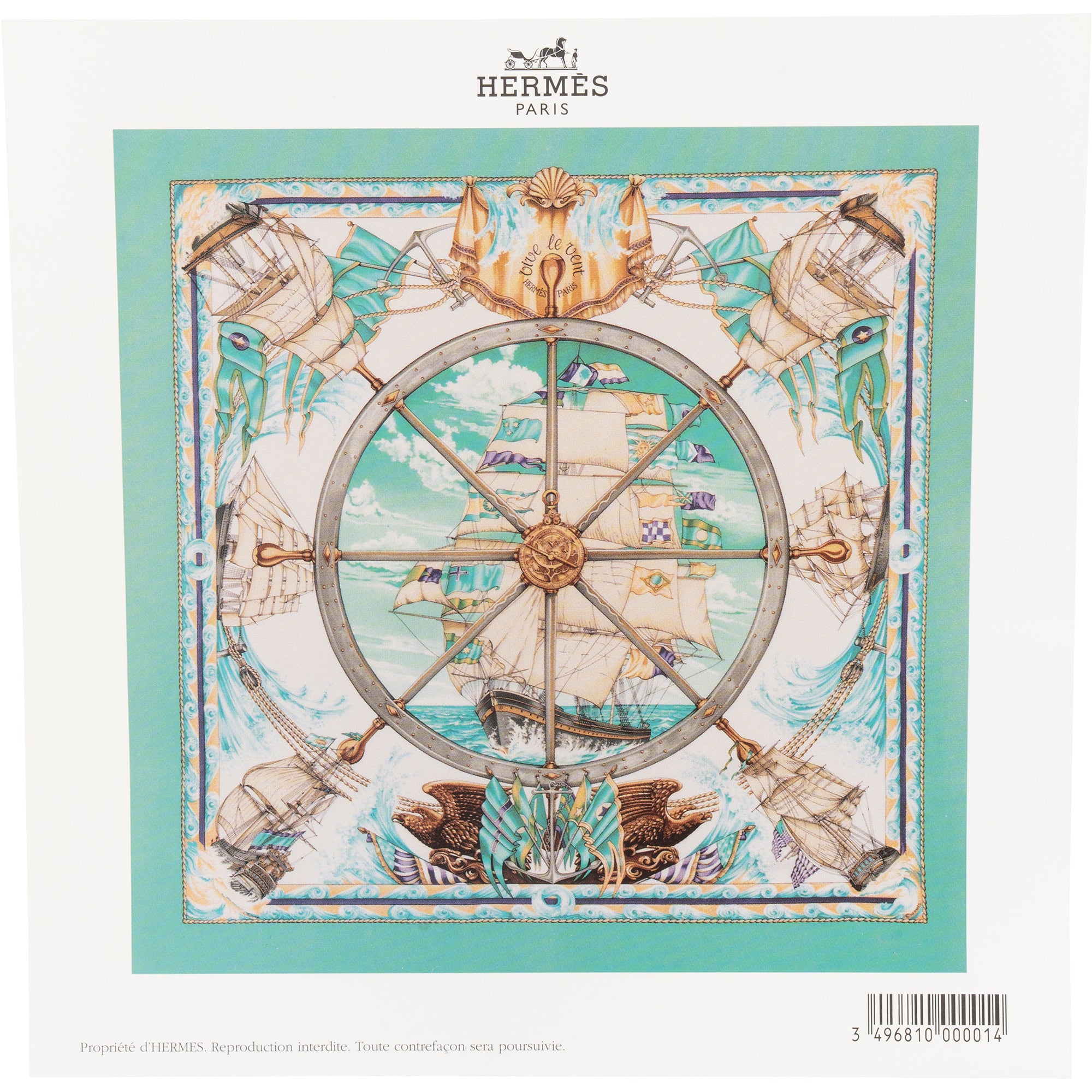 Hermès Classic "Vive  Le Vent" Silk Carre 90 Scarf Tuch