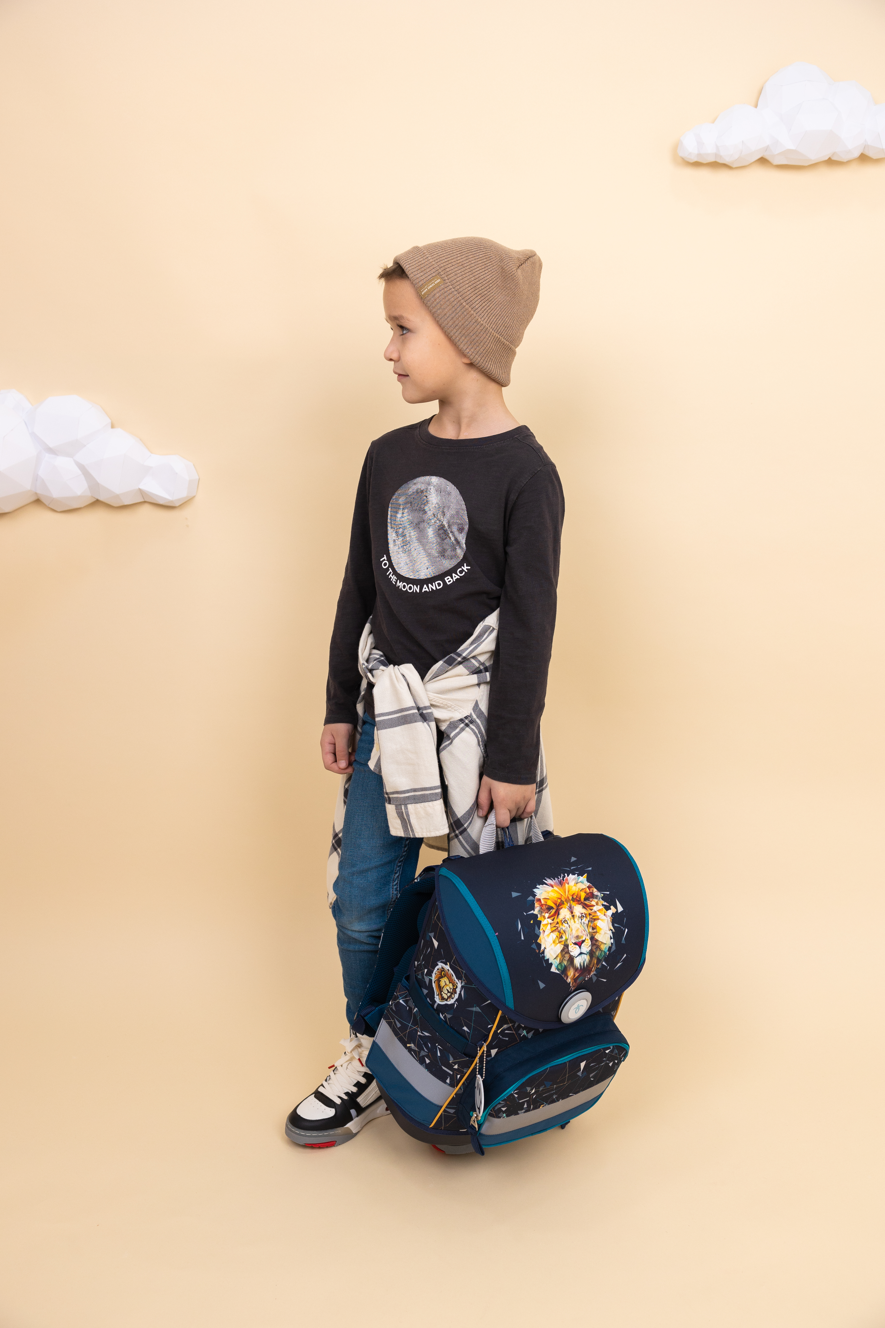 Compact satchel set 4-piece with chest strap - Lion