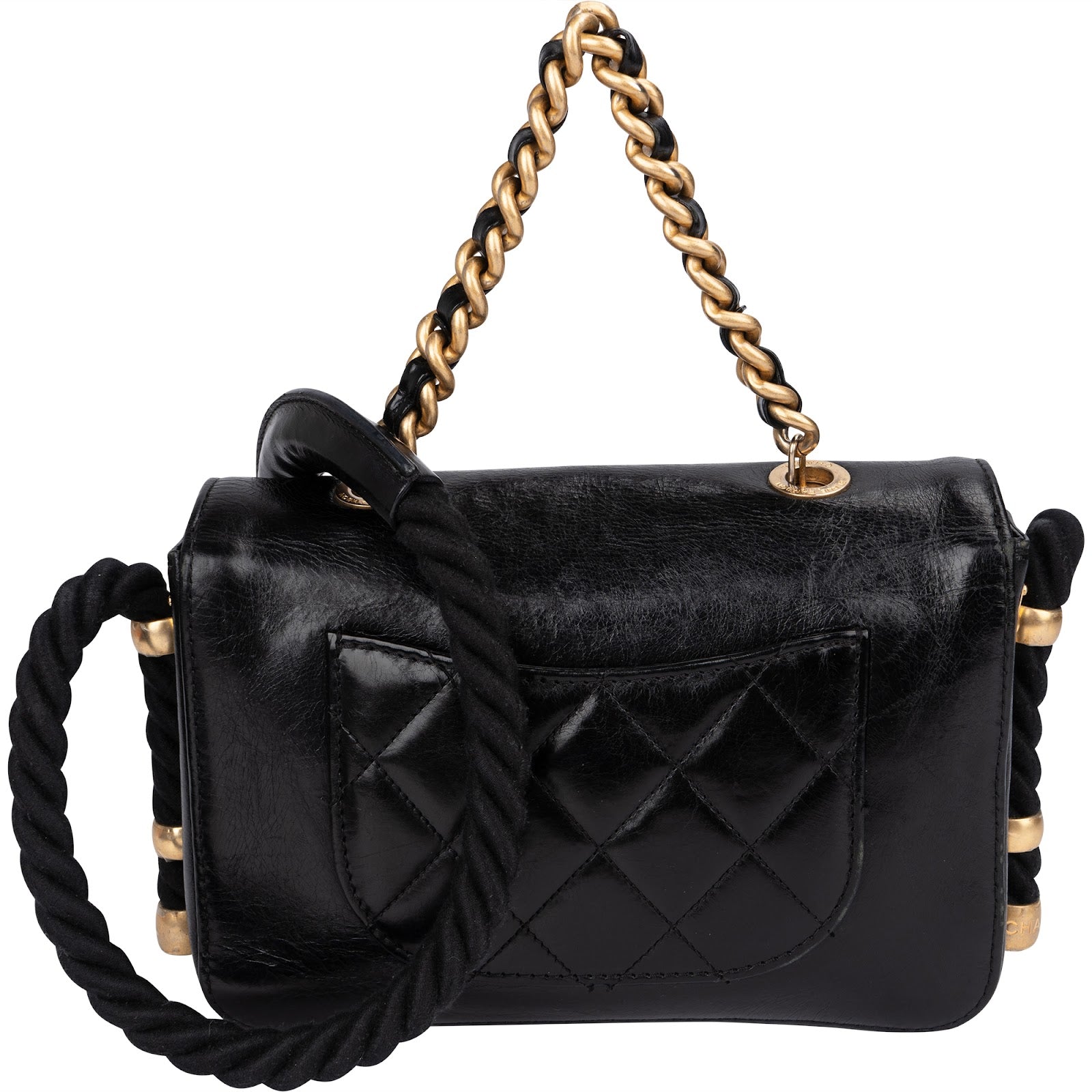 Chanel - Vintage Rope Strap Single Flap Shoulder Bag