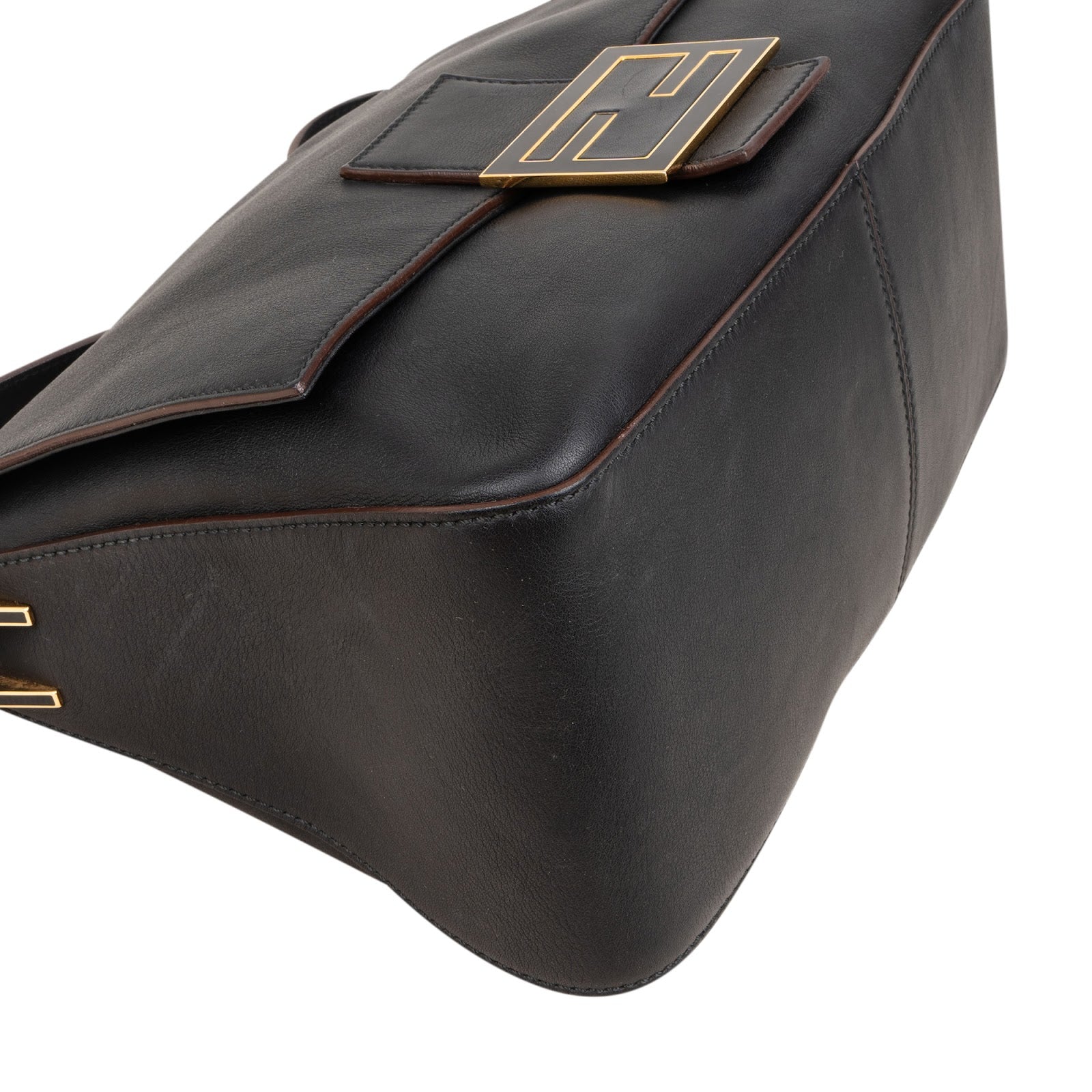 Fendi Black Leather Mamma Baguette Shoulder Bag