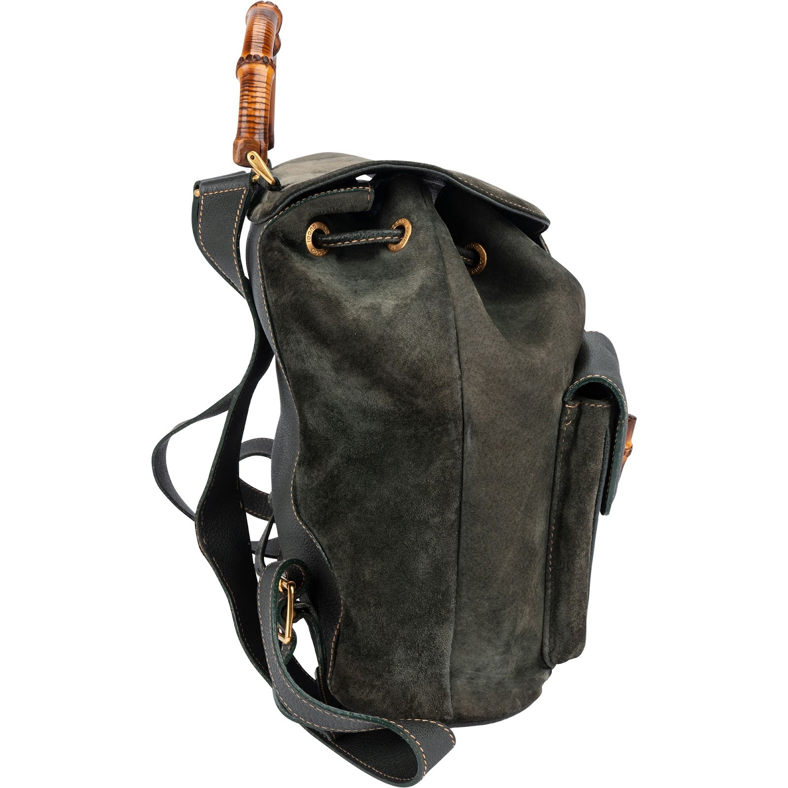 Gucci Green Suede Bamboo Backpack