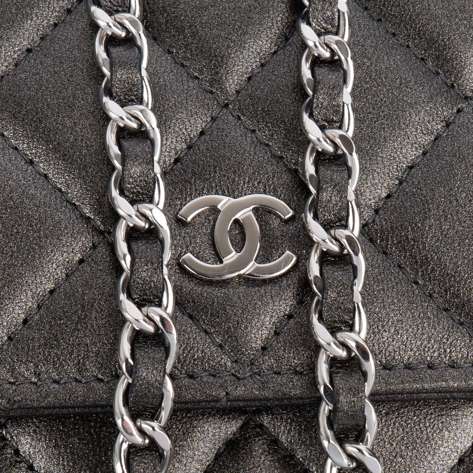 Chanel Quilted Metallic Lambskin Leather Wallet On Chain Crossbody Bag
