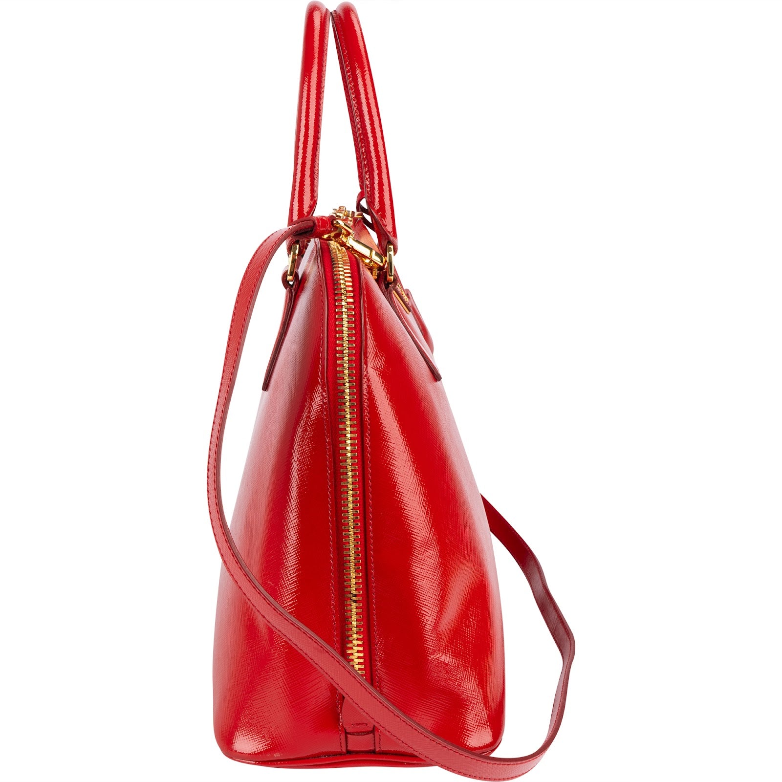 Prada Patent Saffiano Vernice Promenade Handbag