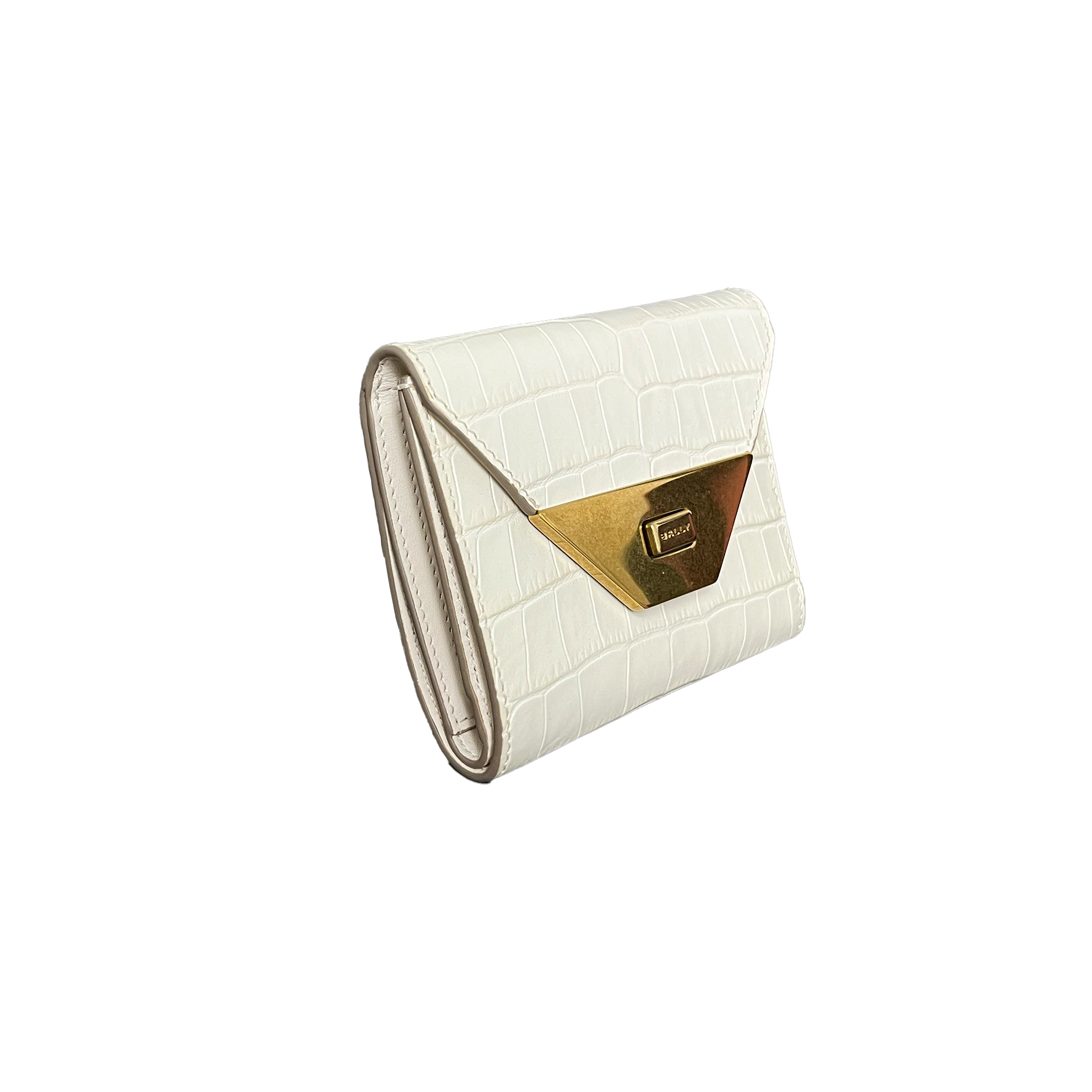 Bally - Bally Tilt Wallet In White Crocodile Print Leather - Wallet