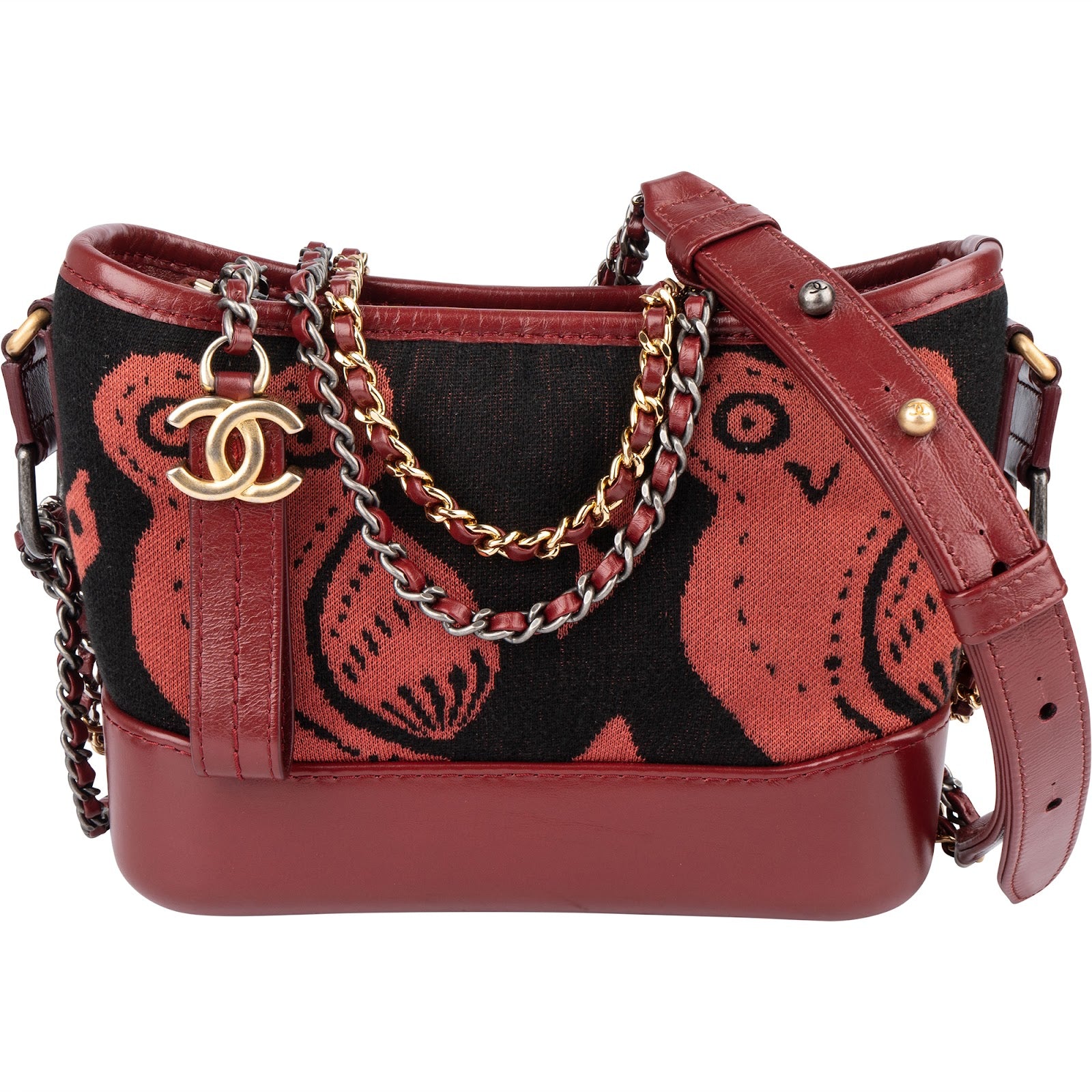 Chanel Owl Motif Wool & Calfskin Gabrielle Bicolor Chain Small Crossbody Bag