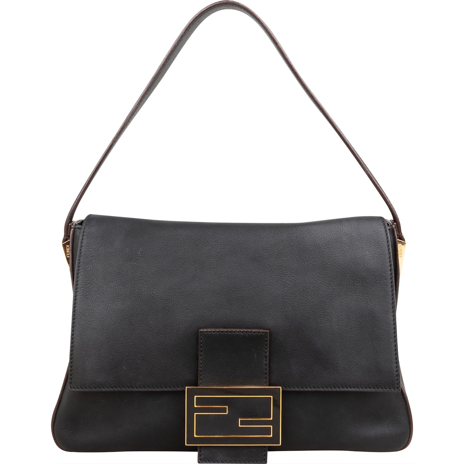 Fendi Black Leather Mamma Baguette Shoulder Bag