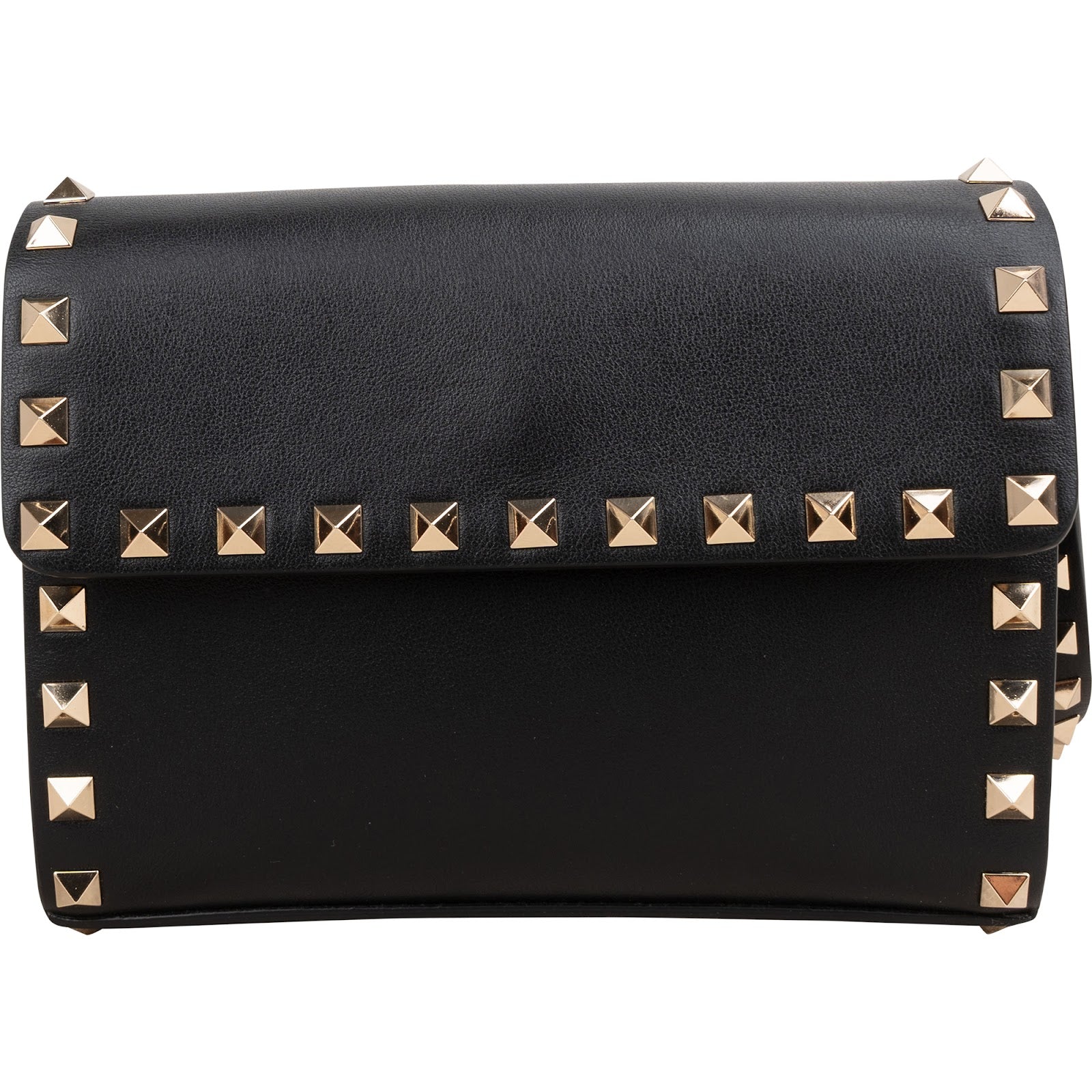 Valentino Garavani Black Leather Rockstud Flap Crossbody Bag