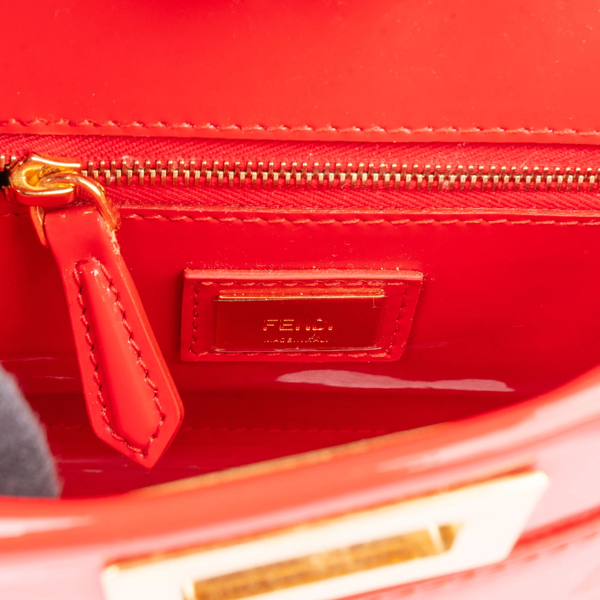 Fendi Red Patent Leather Peekaboo Handbag