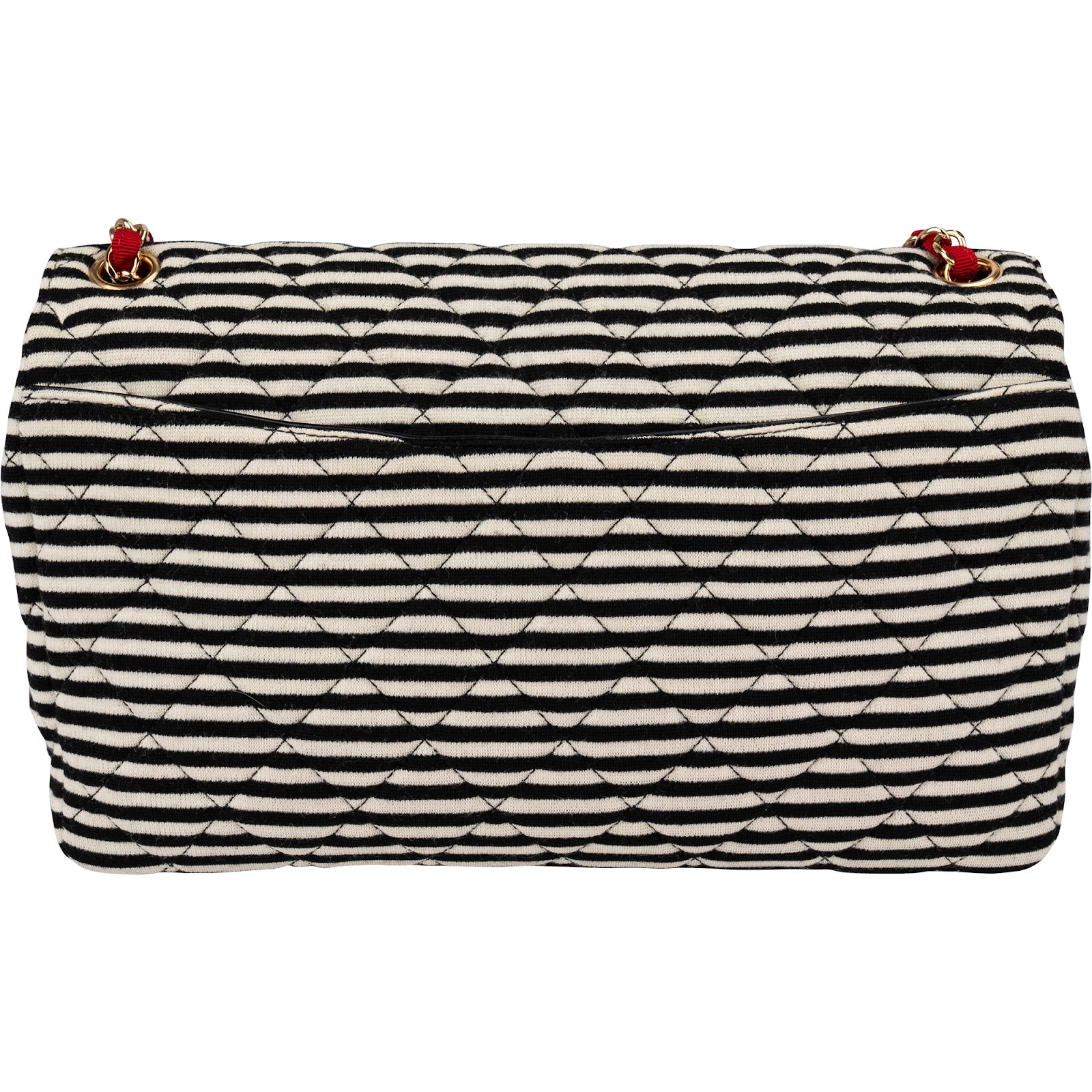 Chanel - Striped Cotton Single Flap Shoulder Bag