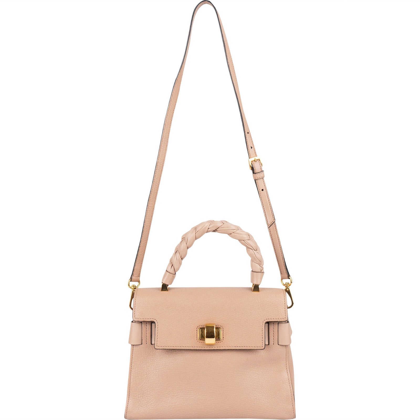 Miu Miu Pebbled Leather Madras Braided Handle Handbag