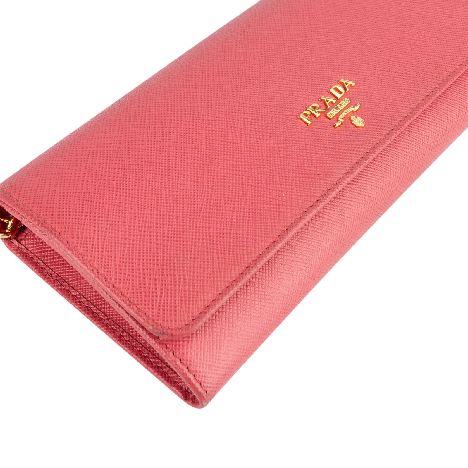 Prada Pink Saffiano Leather Wallet On Chain Crossbody Bag