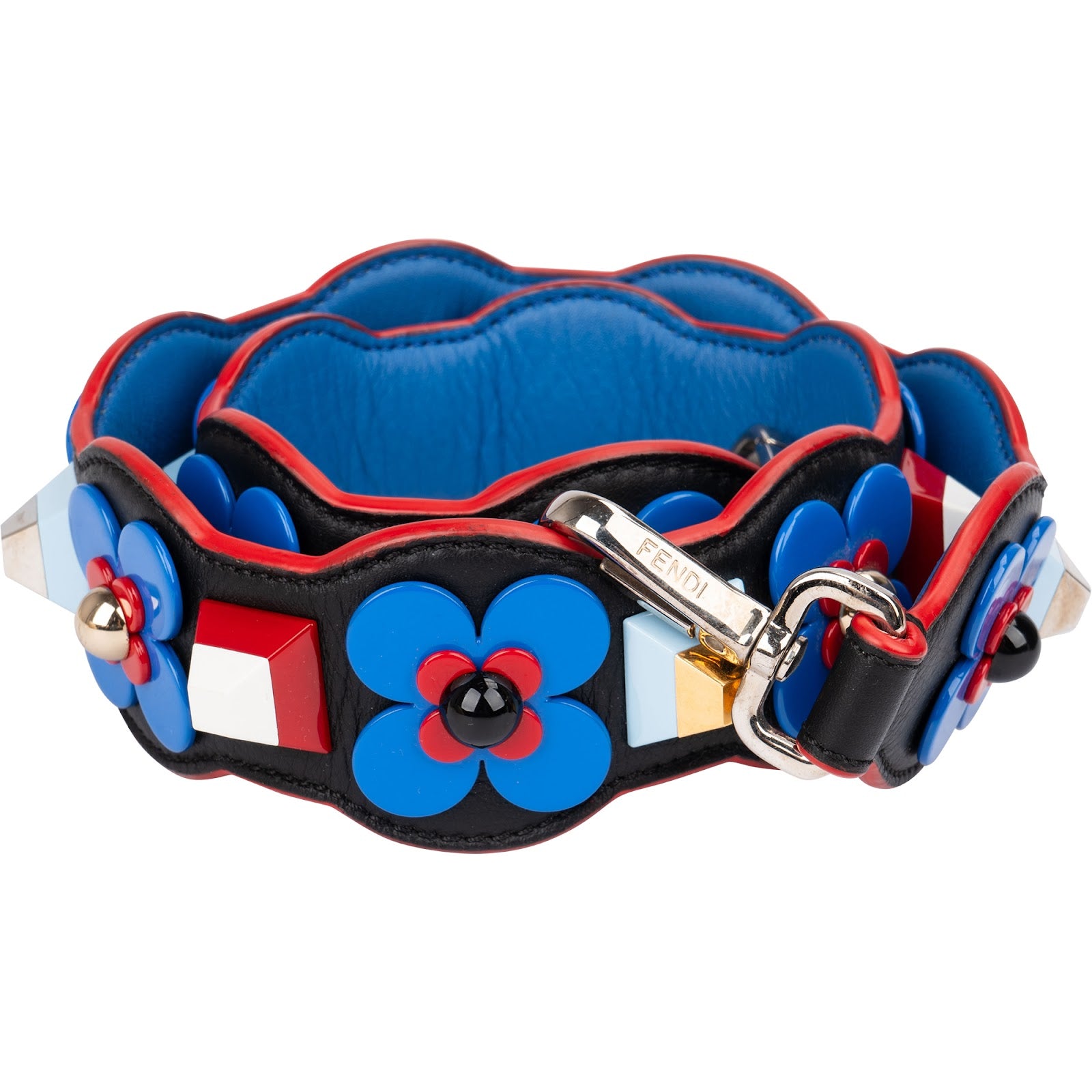 Fendi Leather Multicolor Flowerland Studded You Bag Strap