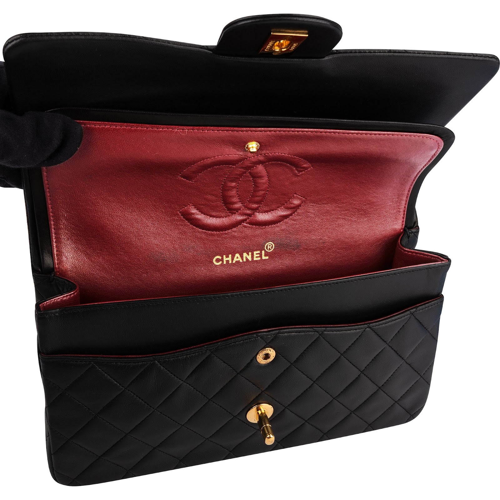 Chanel Quilted Lambskin 24K Gold Medium Double Flap Shoulder Bag