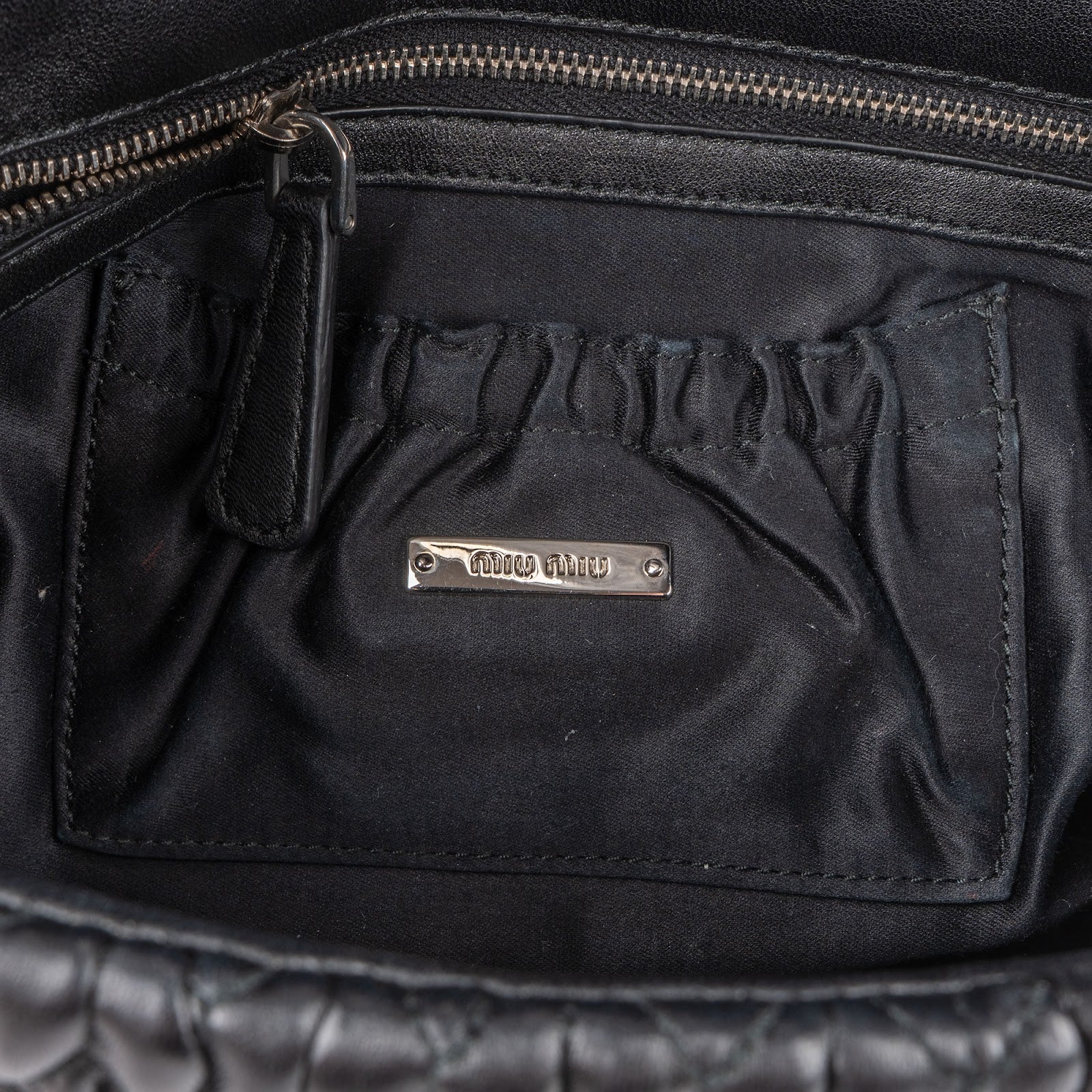 Miu Miu Matelassé Nappa Leather Hobo Crystal Embellishment Shoulder Bag