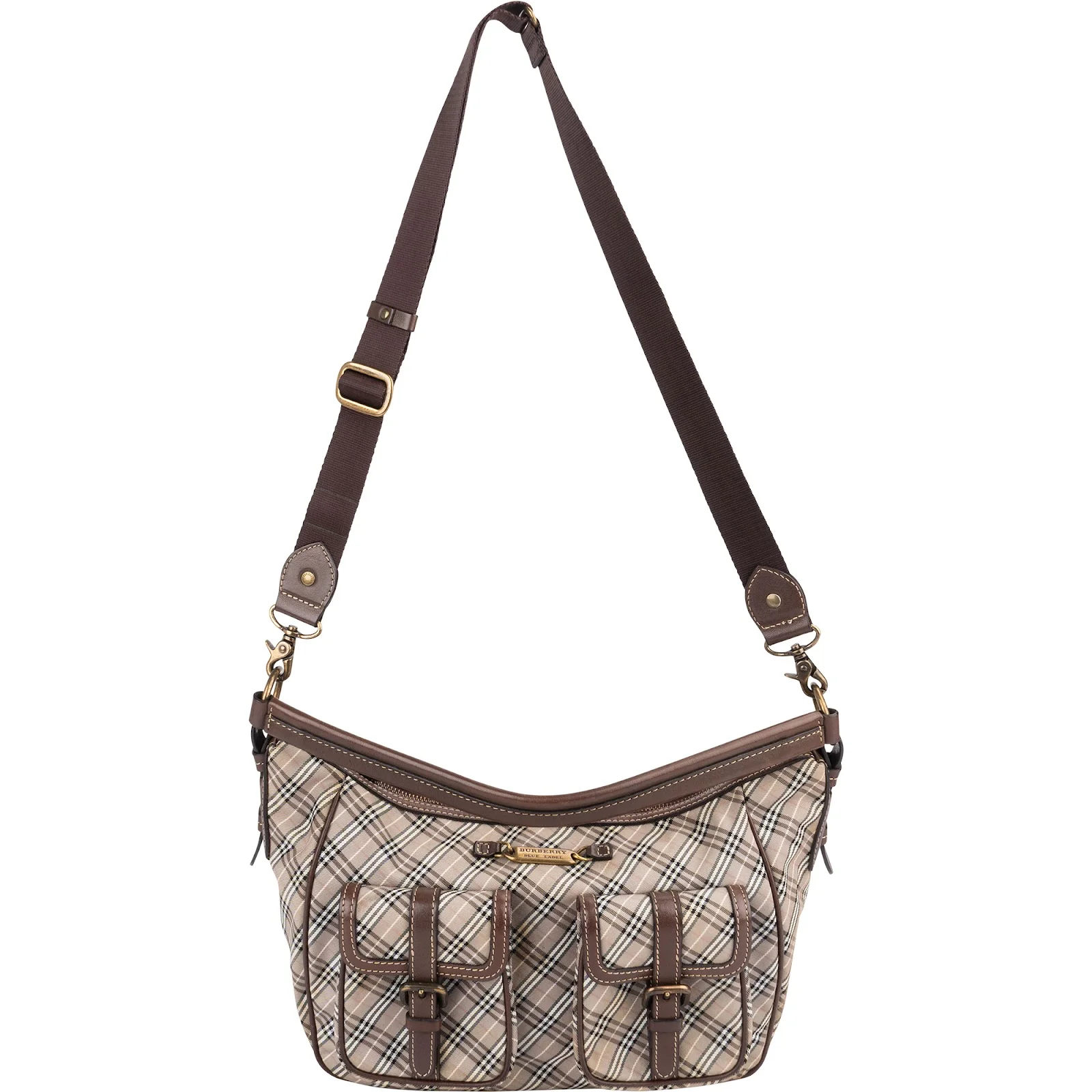 Burberry Nova-Check Monogram Canvas Pocket Hobo Shoulder Bag