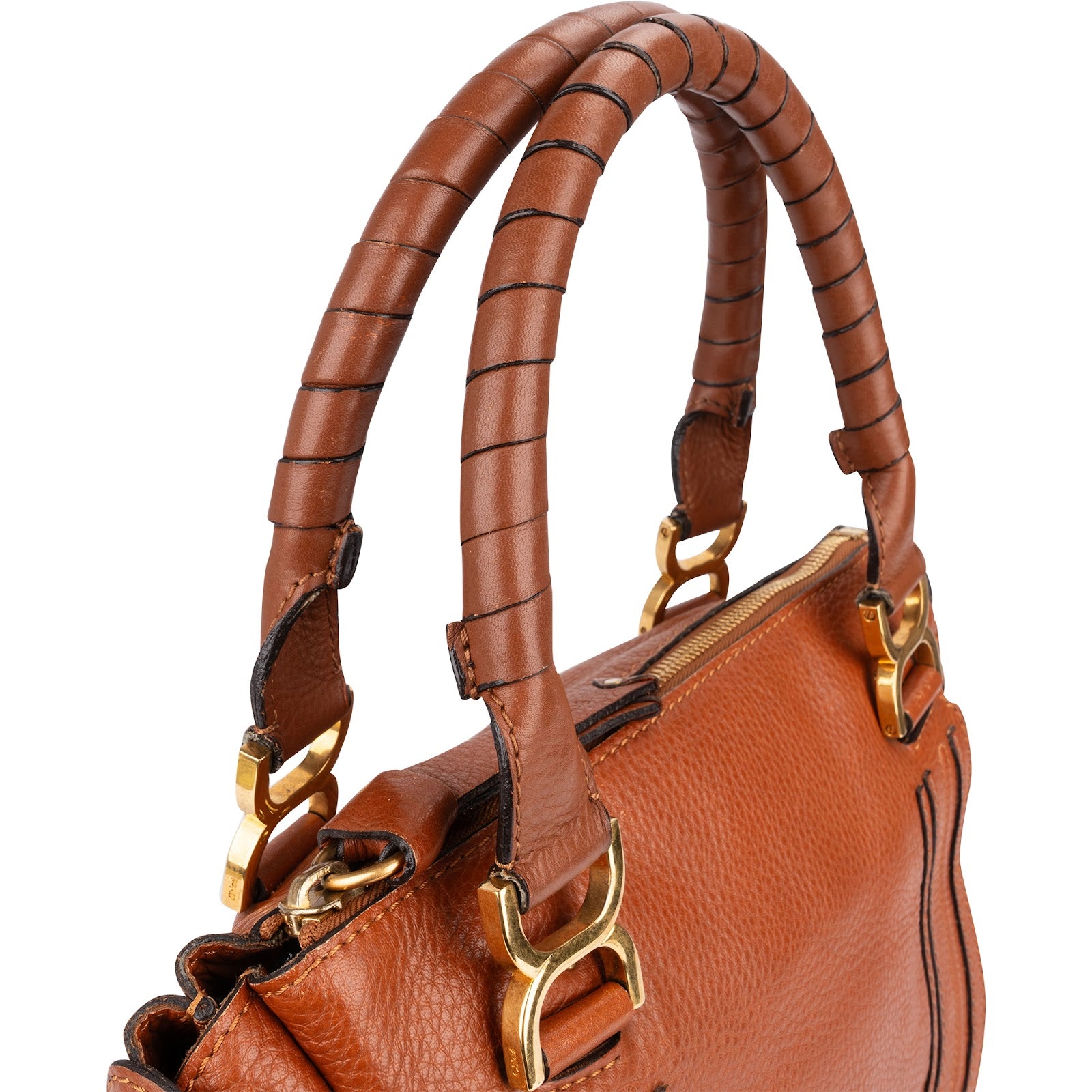 Chloé Grained Calfskin Marcie Satchel Handbag