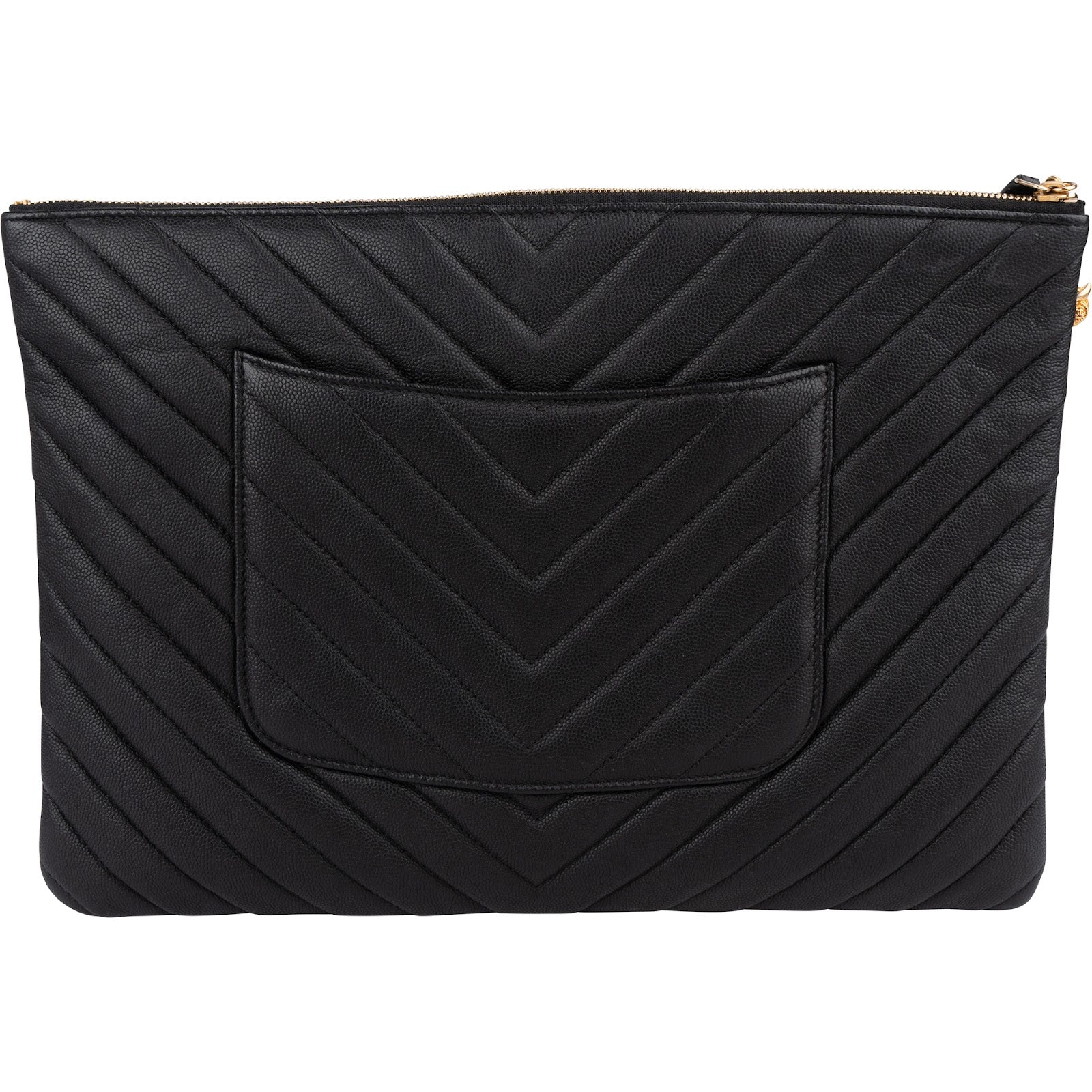 Chanel Caviar Leather Chevron Charms Clutch