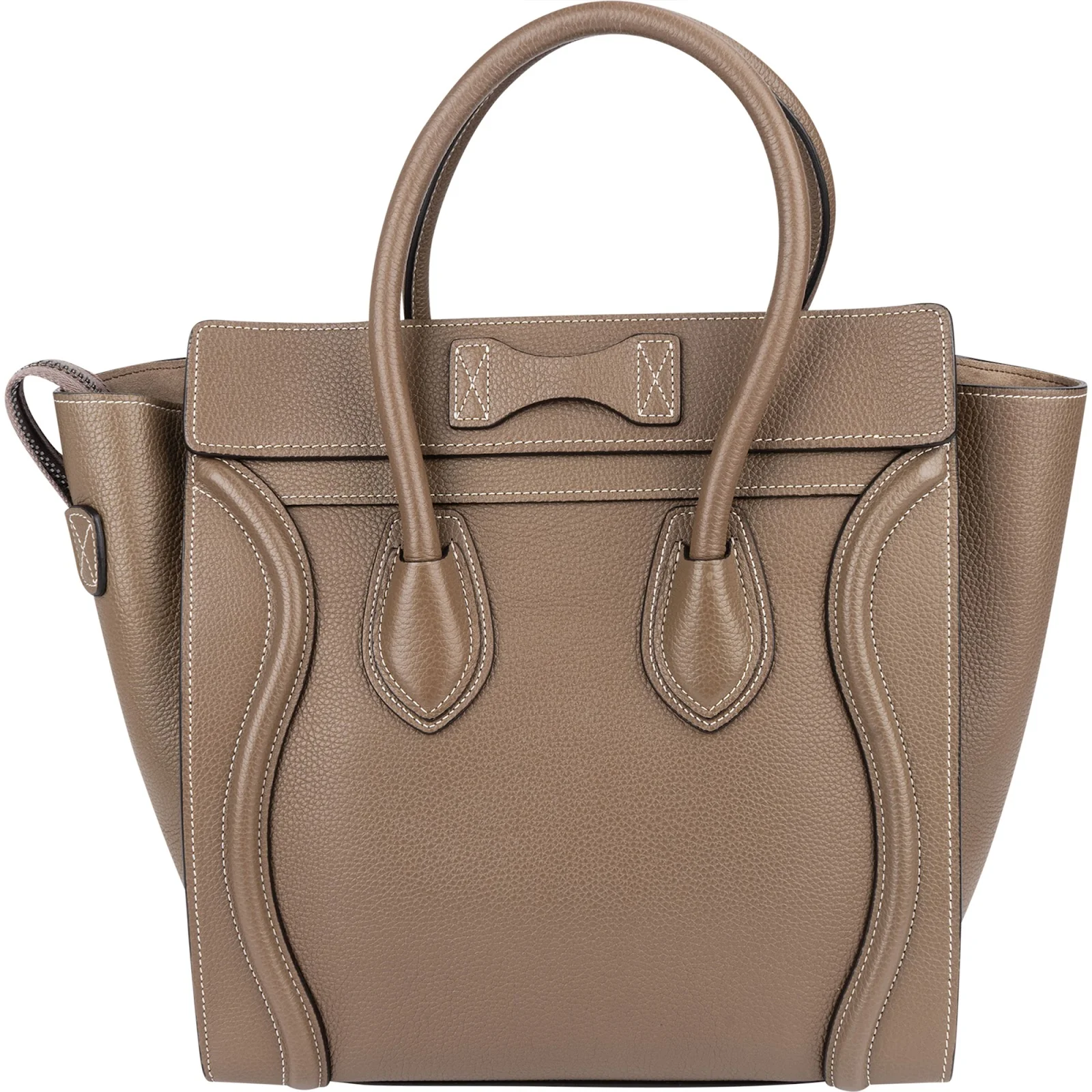 Céline Drummed Calfskin Luggage Handbag