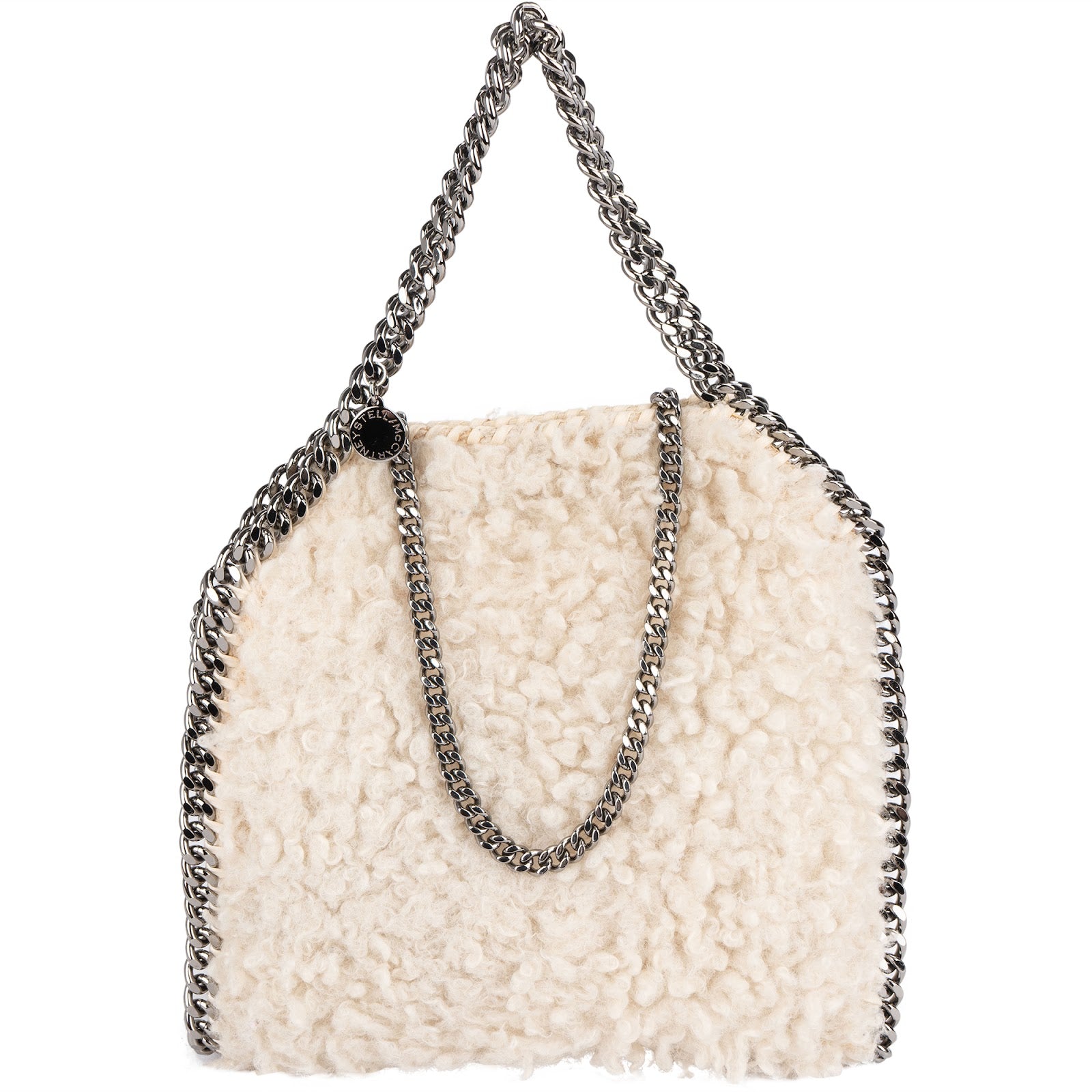 Stella McCartney Shearling  Falabella Fold Over Tote Crossbody Handbag