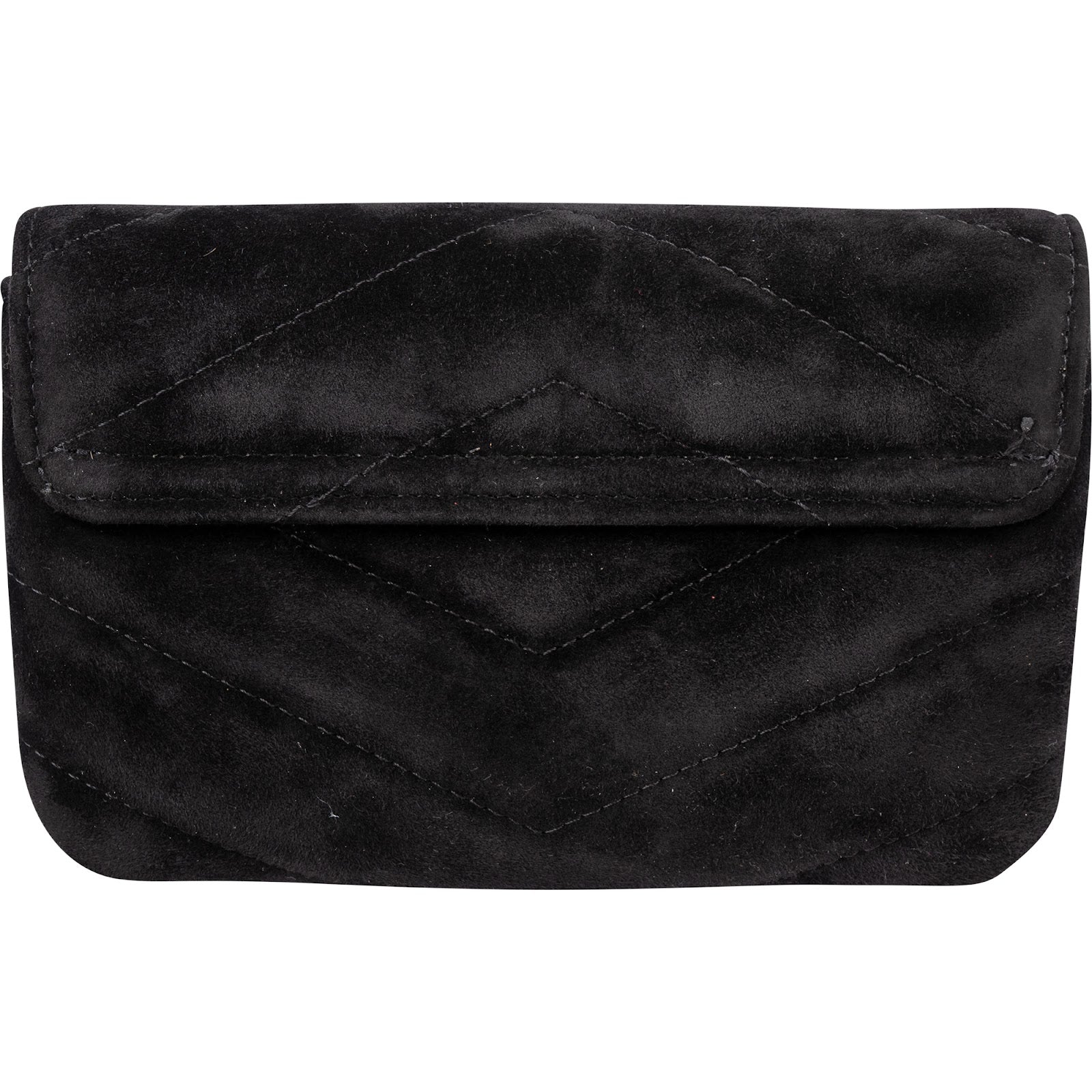 Chanel - Suede Quilted Chevron Button Envelope Pouch