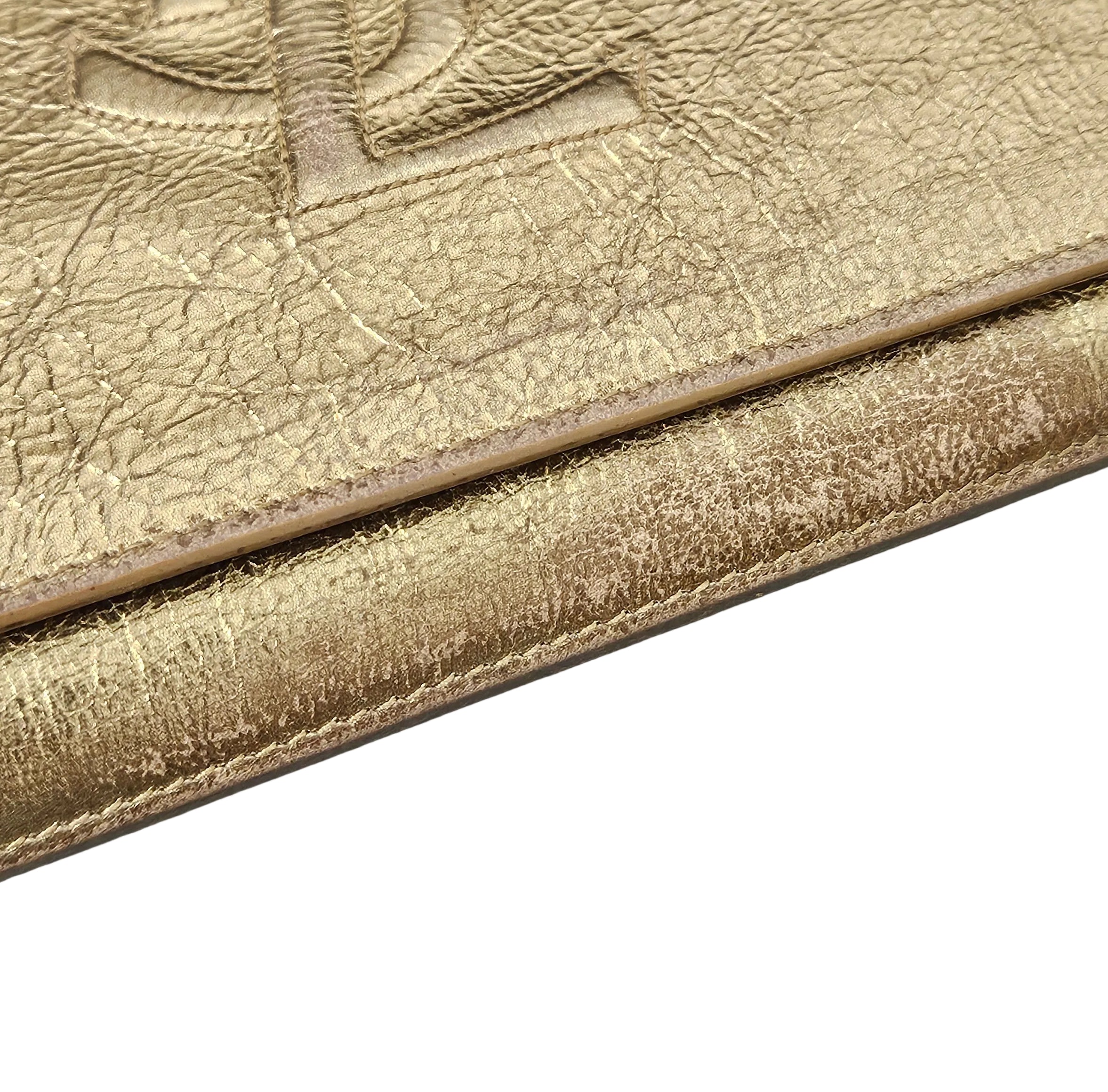 Yves Saint Laurent Crinkled Metallic Leather Cassandre Clutch