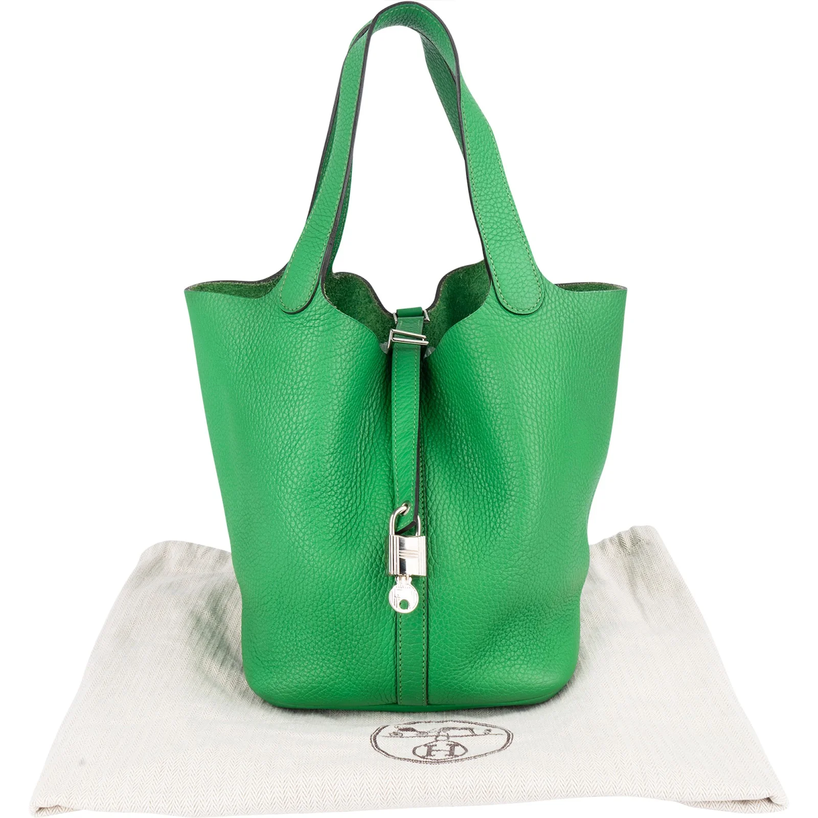 Hermès Green Taurillon Clemence Picotin Lock 22 (MM) Handbag