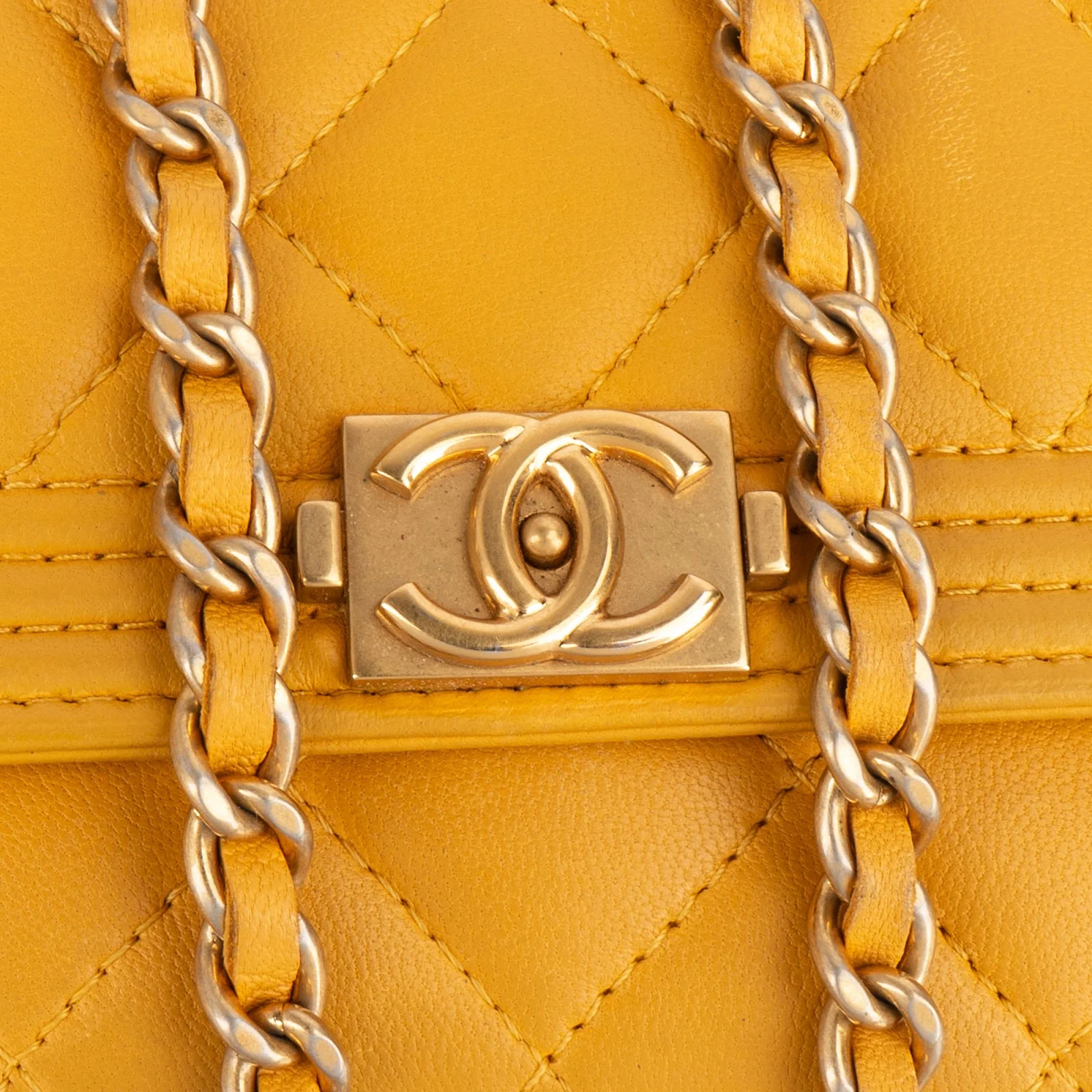 Chanel Quilted Lambskin Small Boy Wallet On Chain Crossbody Bag