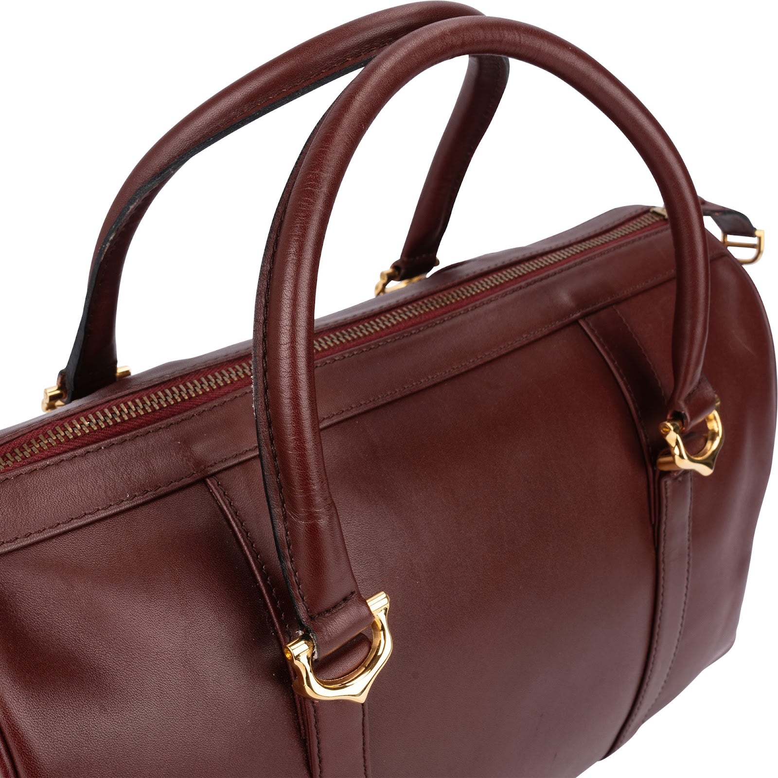Cartier Bordeaux Leather Must de Cartier Boston Handbag