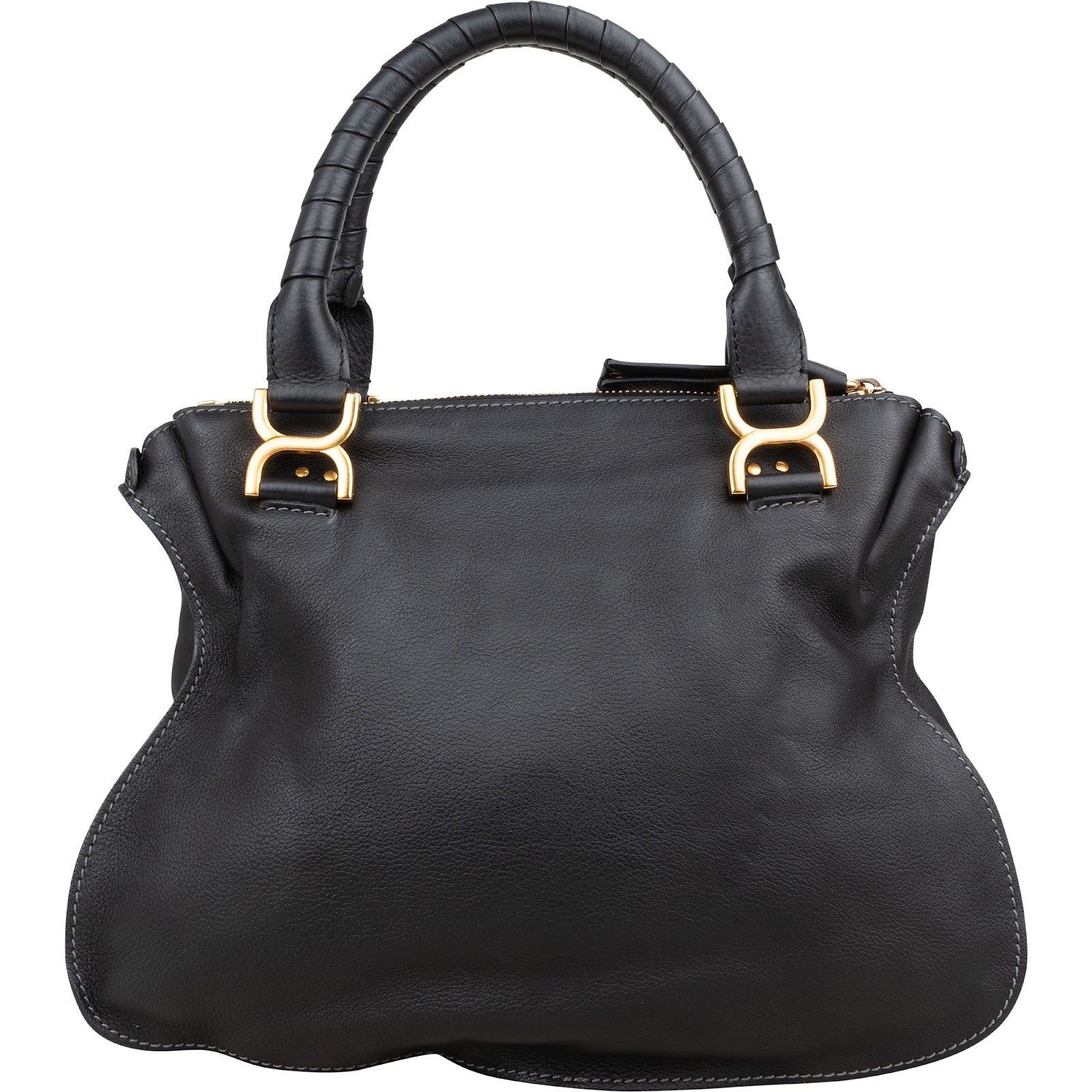 Chloé Black Grained Calfskin Marcie Satchel Handbag