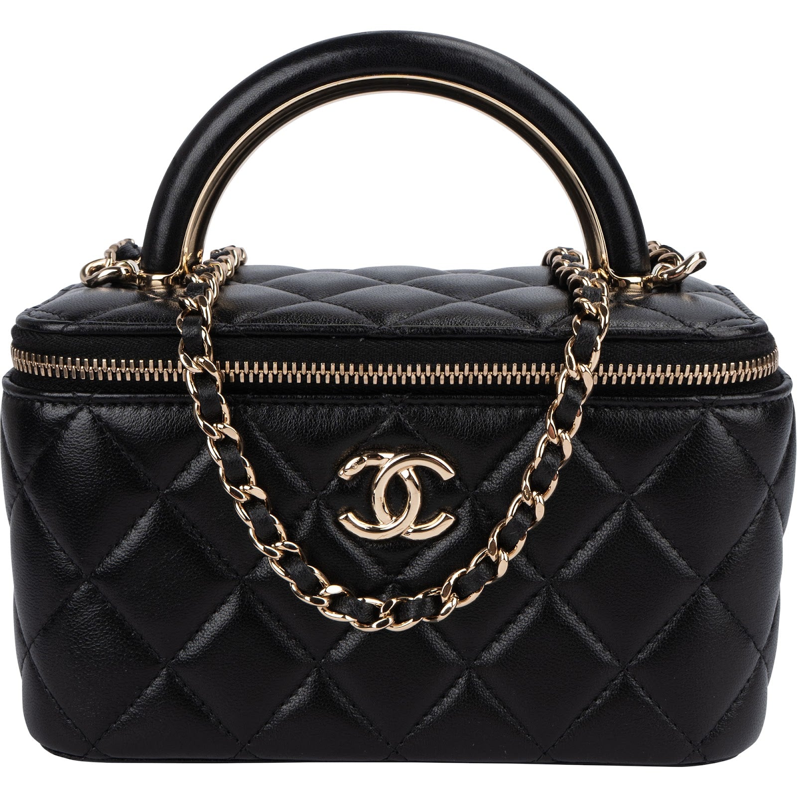 Chanel Quilted Lambskin Vanity Case Crossbody Handbag