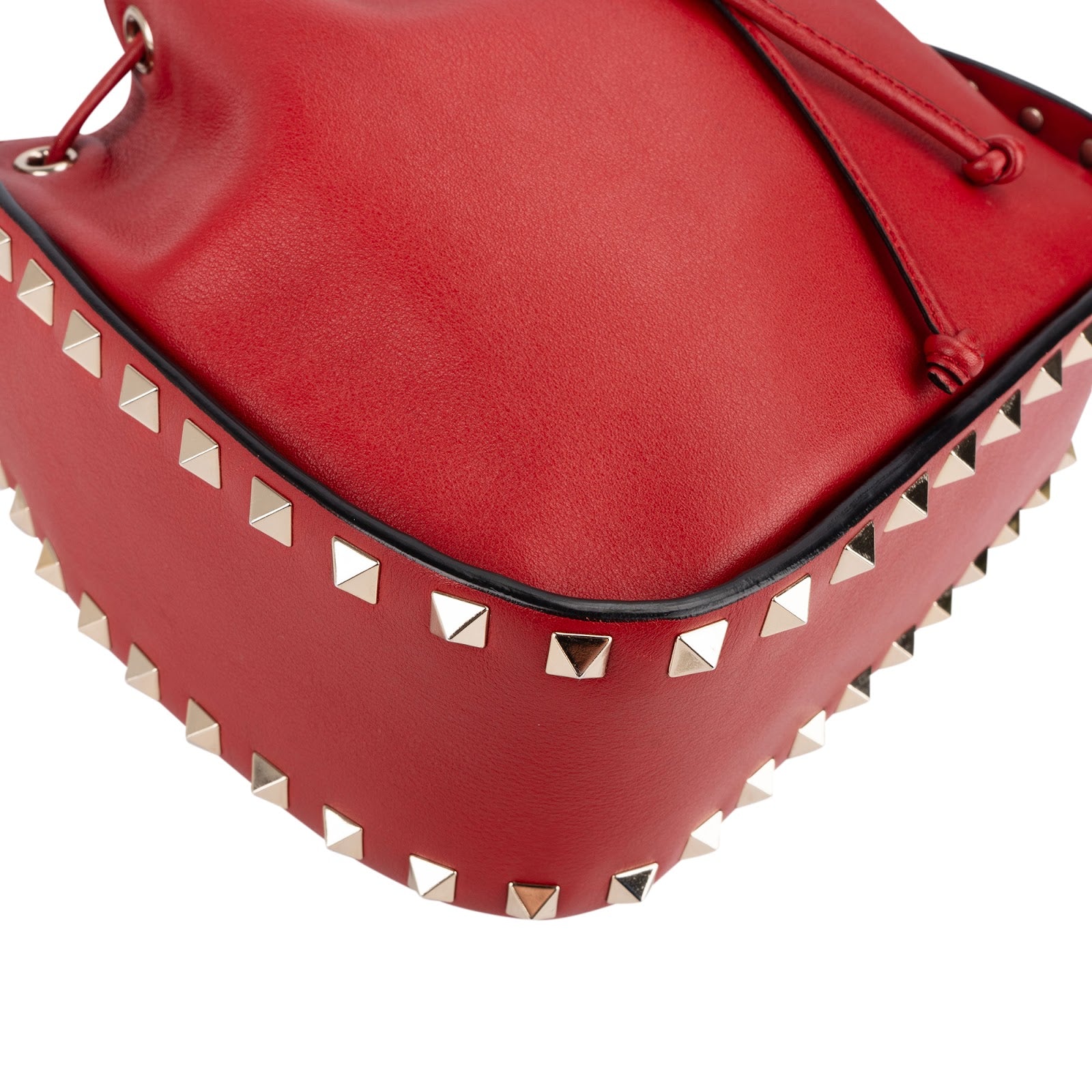 Valentino Garavani Red Leather Rockstud Bucket