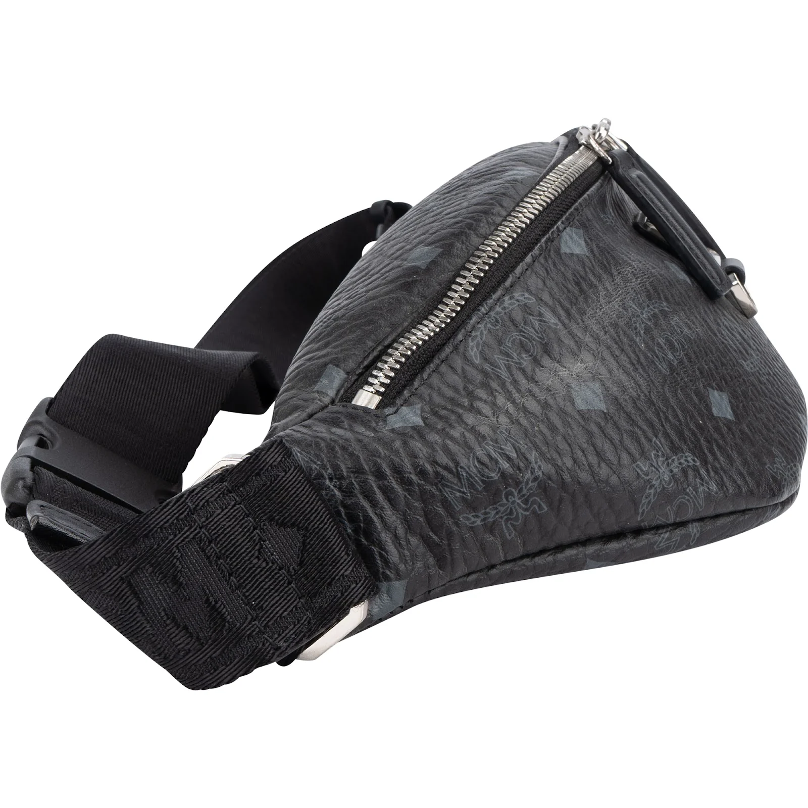 MCM Black Leather Visetos Coated Fursten Belt Crossbody Bag