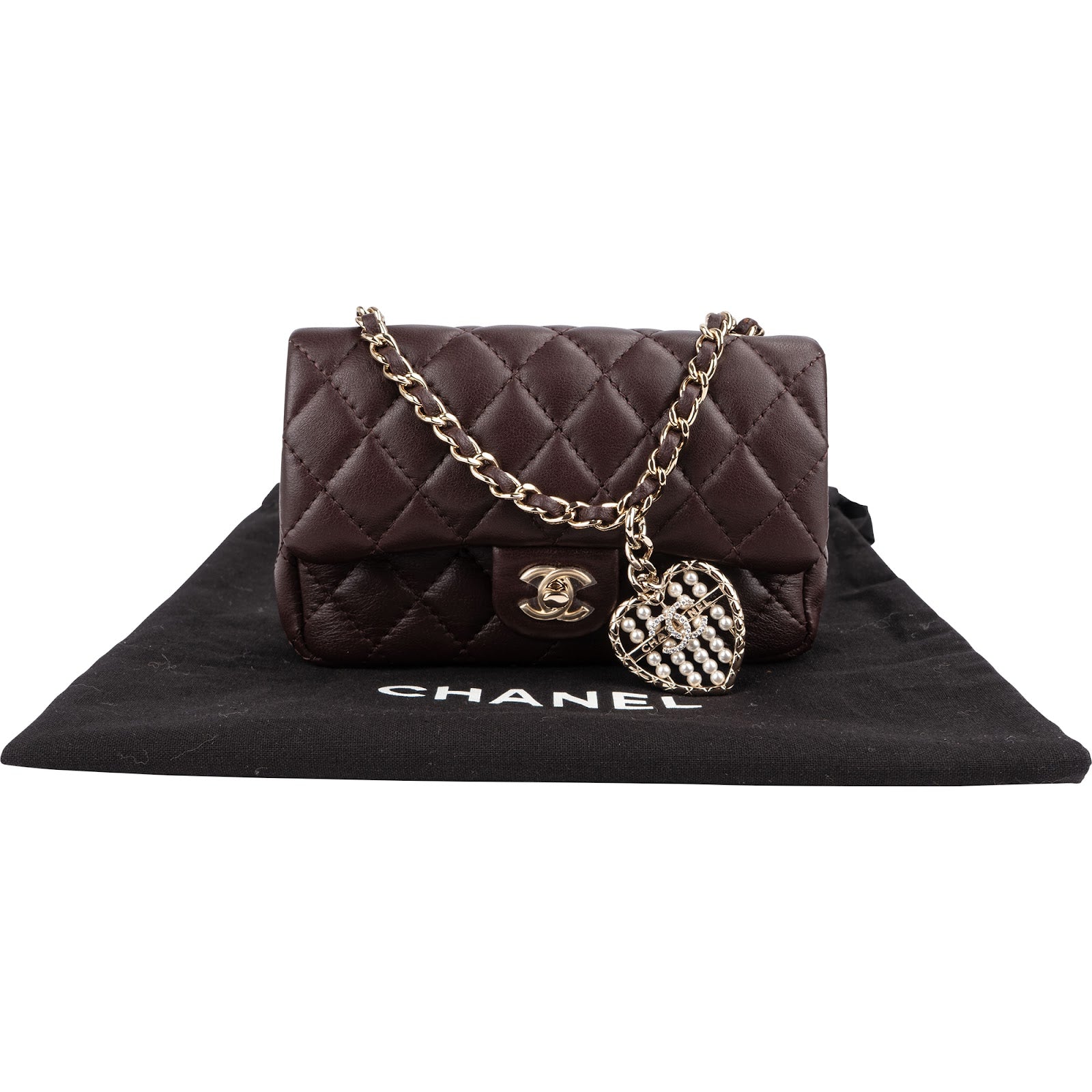 Chanel Quilted Lambskin Extra Mini Double Flap Pendant Bag