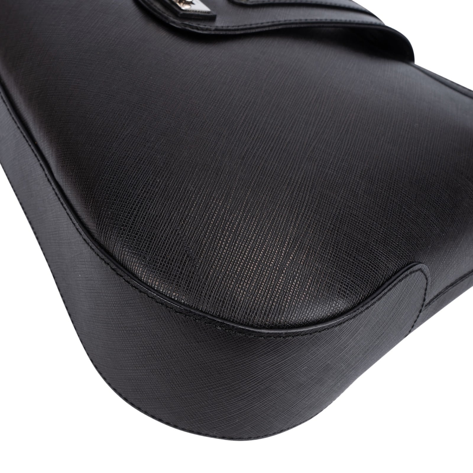 Salvatore Ferragamo Pebbled Calfskin Leather Gancini Shoulder Bag