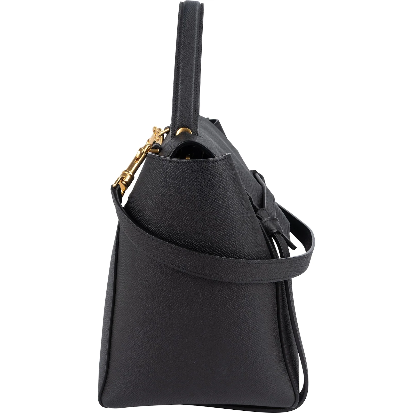 Céline Black Leather Grained Calfskin Belt Handbag