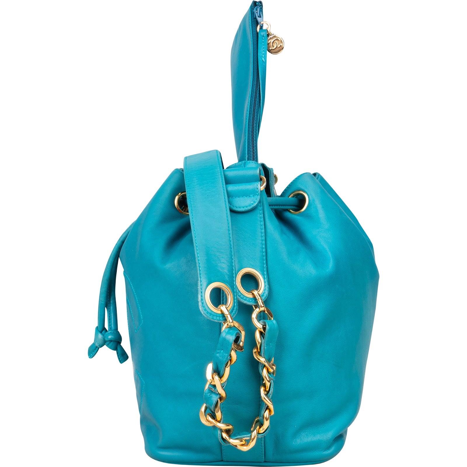 Chanel Lambskin Leather CC Drawstring Bucket Crossbody Bag