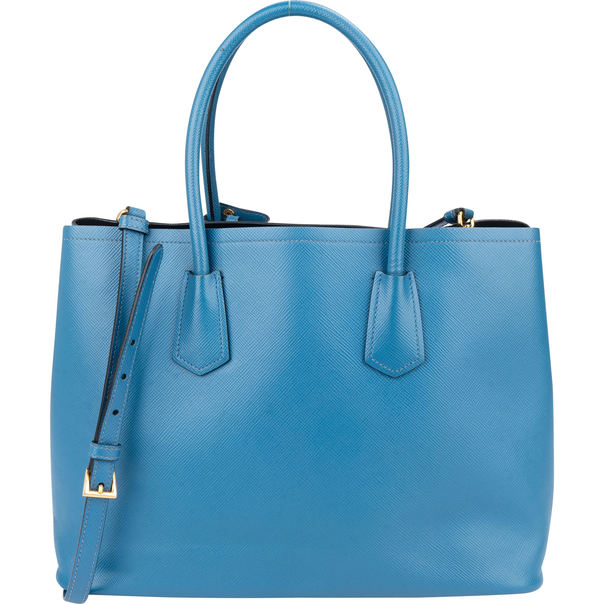 Prada Blue Saffiano Leather Double Handbag