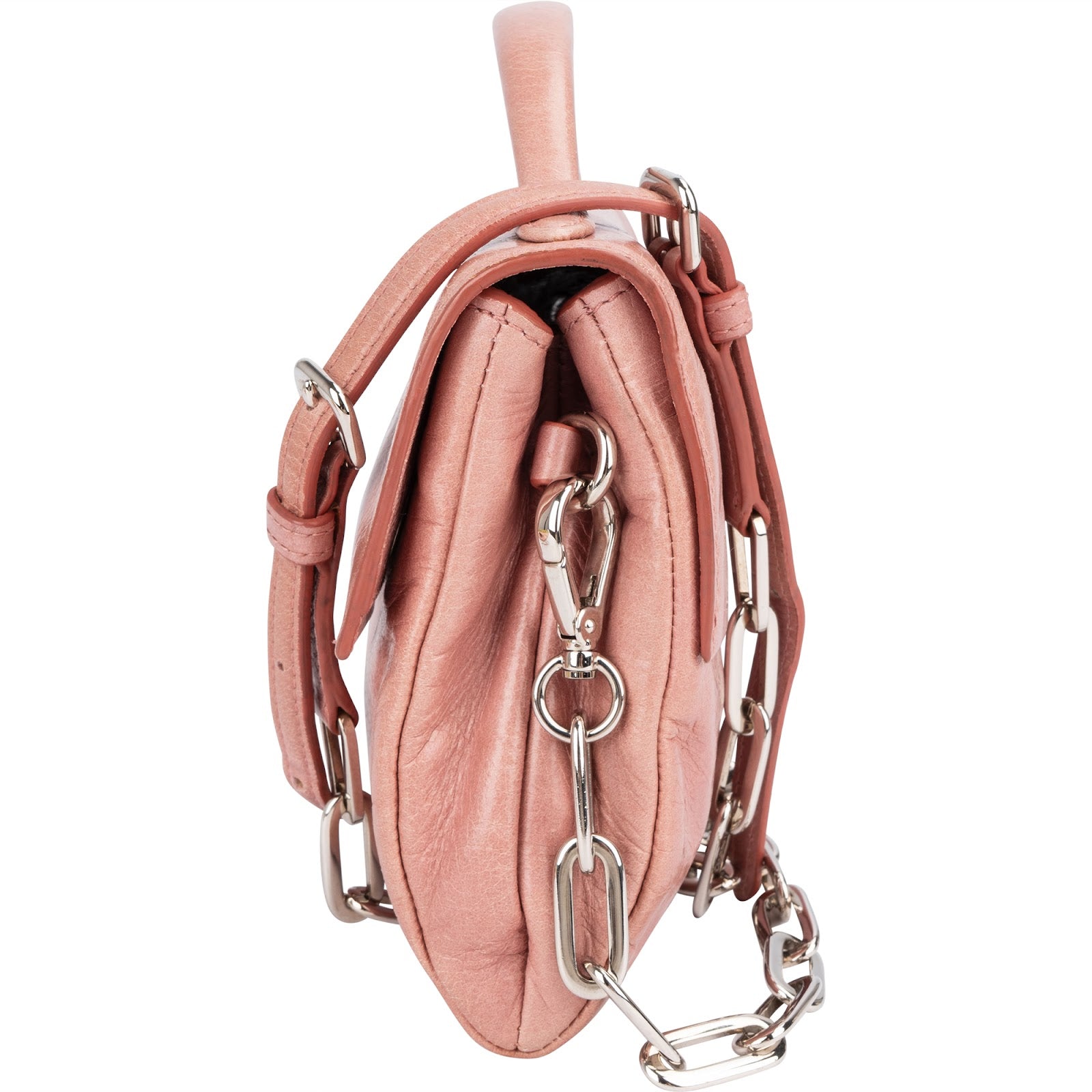 Różowa torebka Miu Miu z rączką na górze, wykonana ze skóry Vitello Lux, w stylu mini crossbody