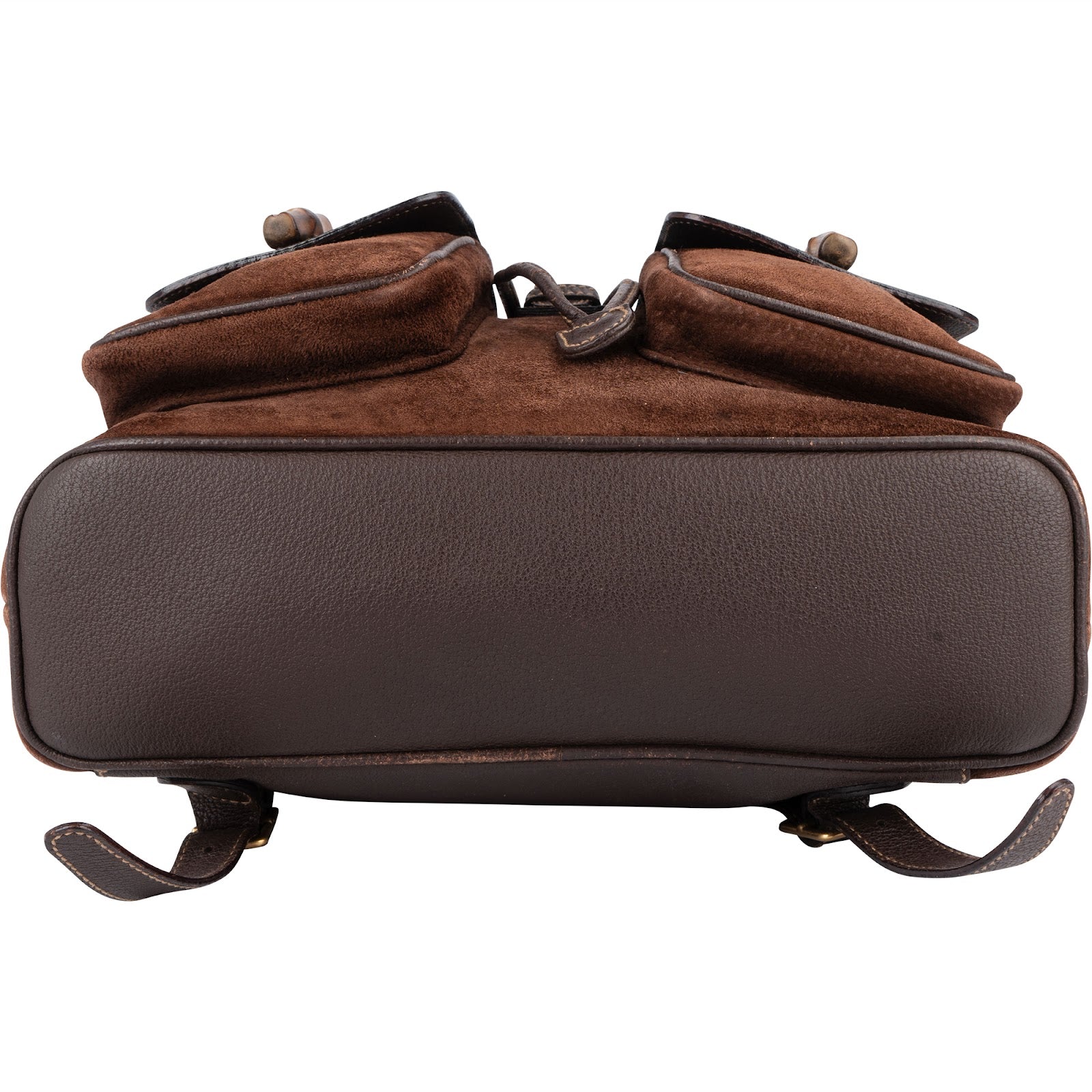Gucci Suede and Leather Bamboo Backpack
