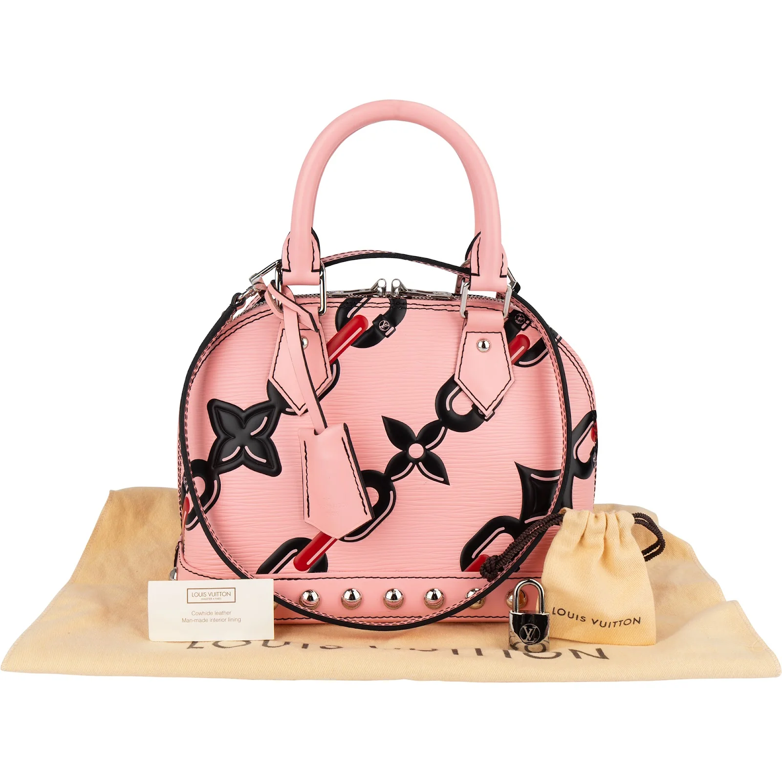 Louis Vuitton Pink Epi Leather Chain Flower Alma BB Handbag