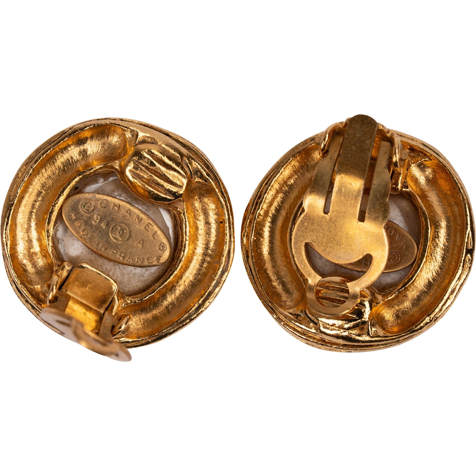 Chanel Vintage CC Pearl 1994 Clip-On Earrings