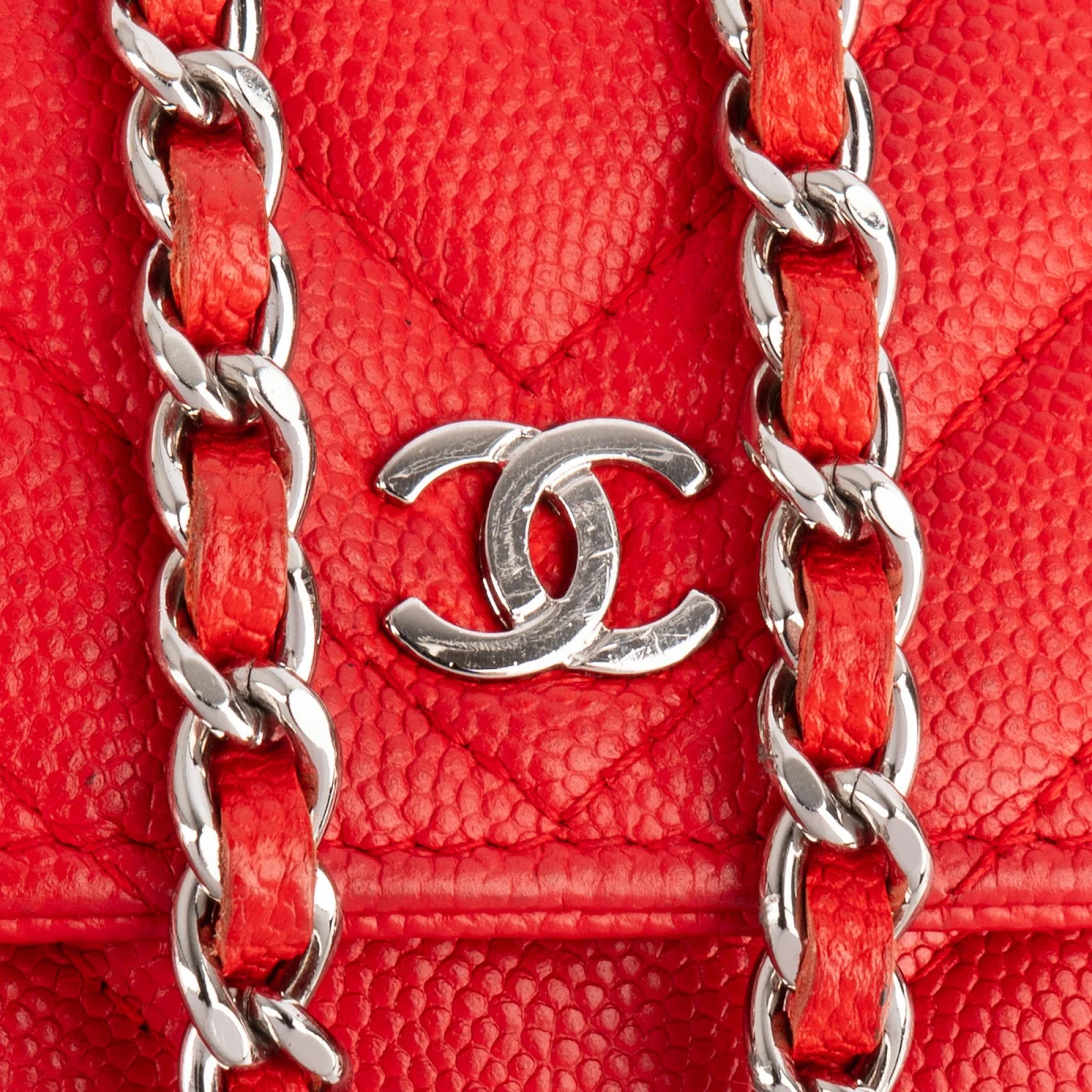 Chanel Chevron Caviar Leather Wallet On Chain Crossbody Bag