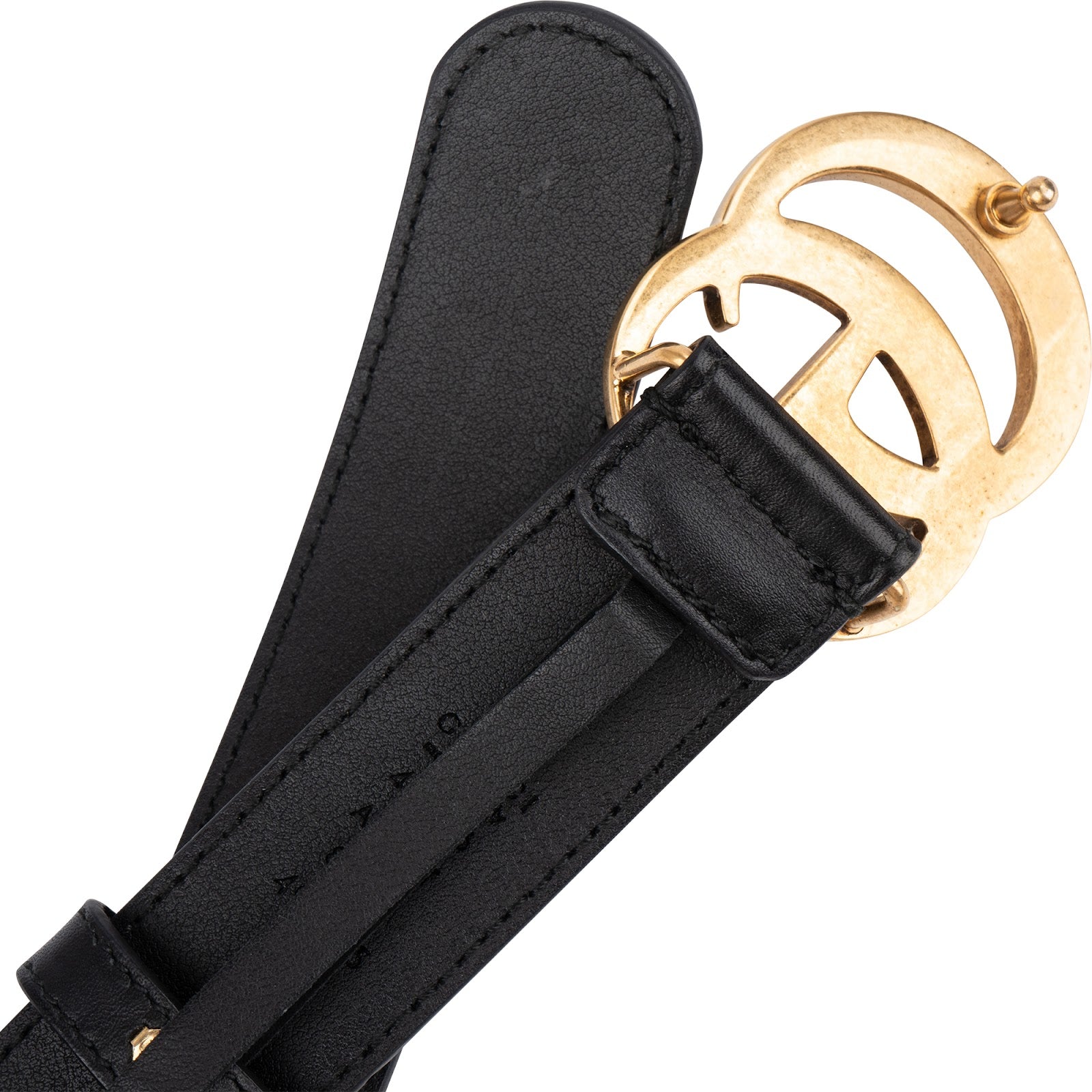 Gucci Black Leather GG Marmont Gürtel (85 / 34)