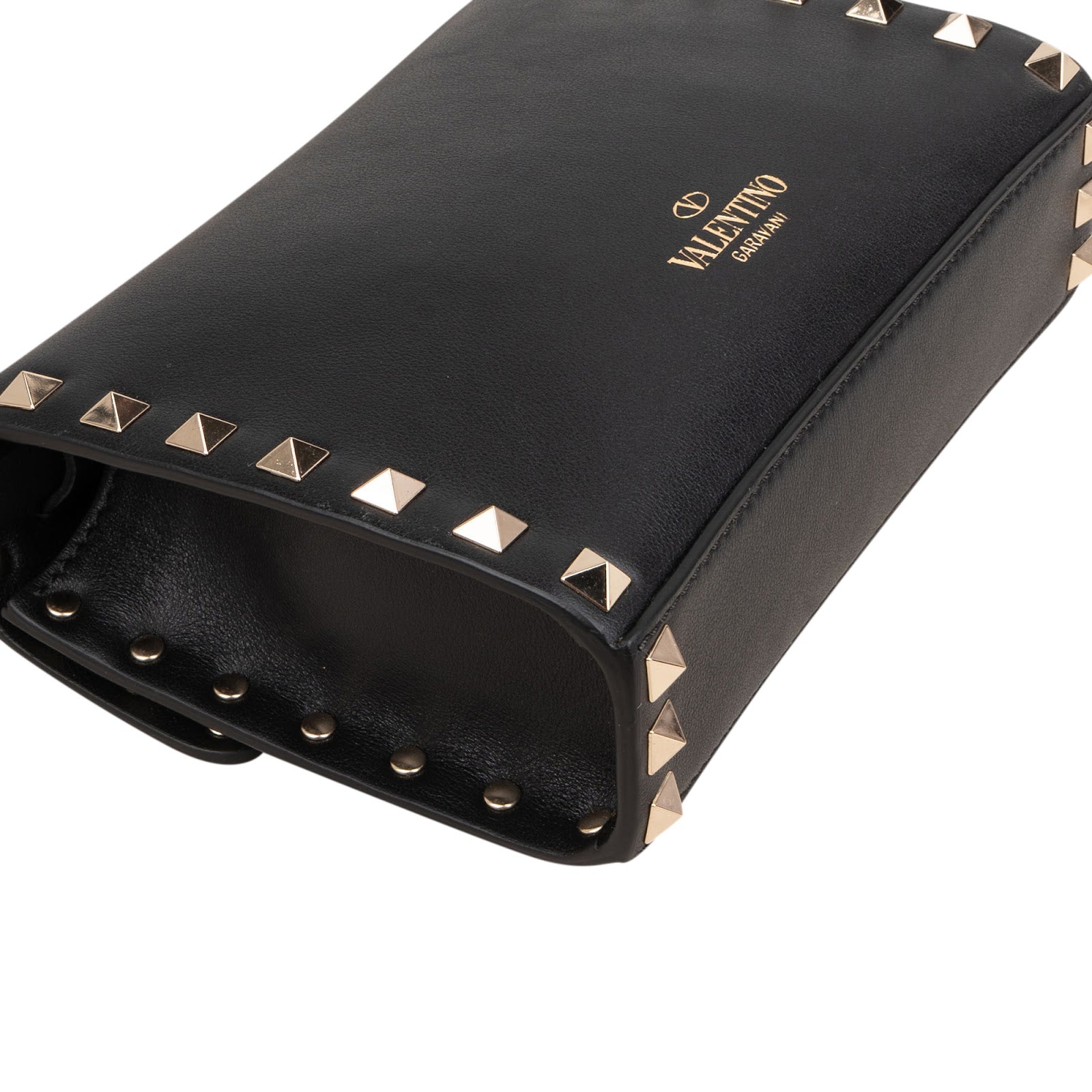 Valentino Garavani Black Leather Rockstud Flap Crossbody Bag