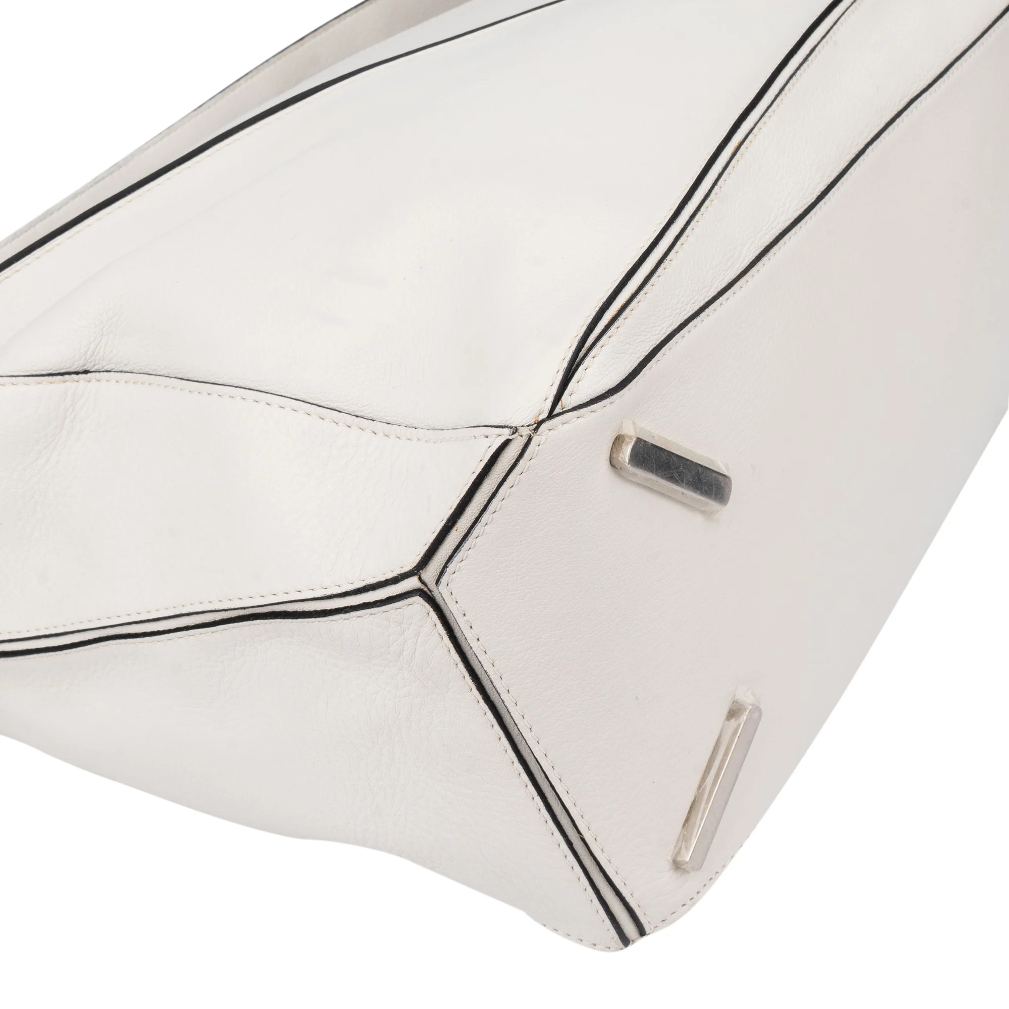 Loewe White Leather Puzzle Handbag