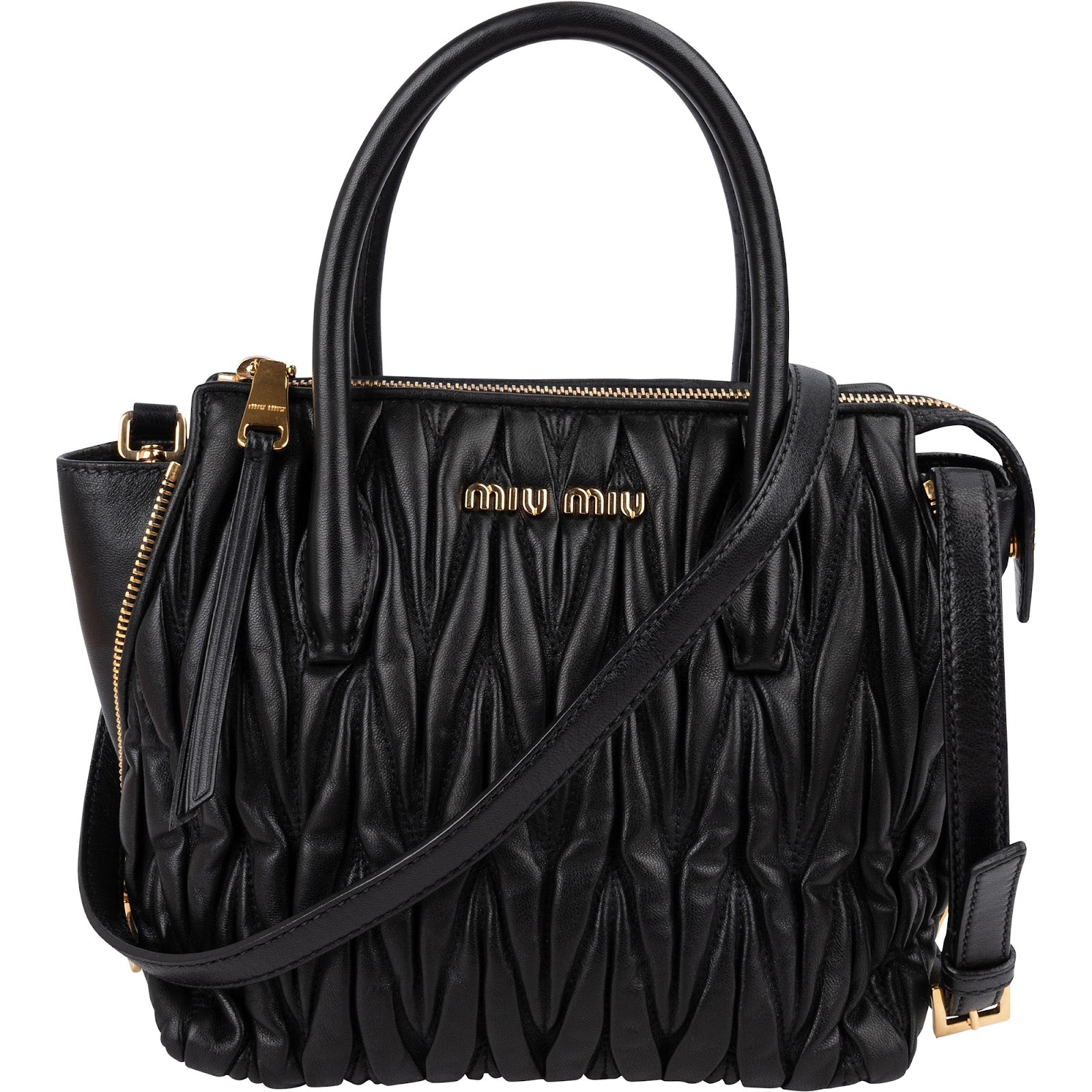 Miu Miu Black Matelassé Nappa Leather Handbag