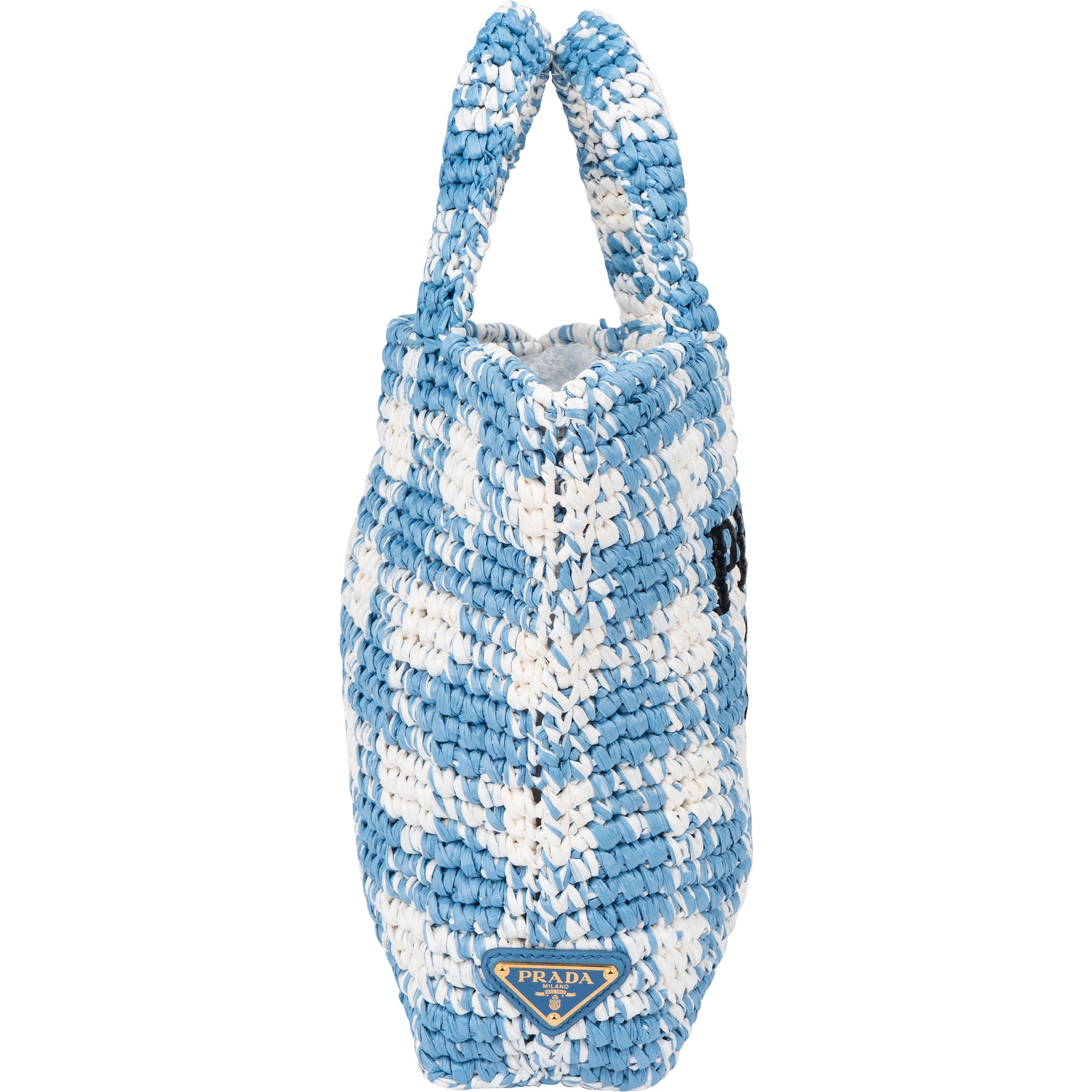 Prada Blue Gaufre Raffia Handbag