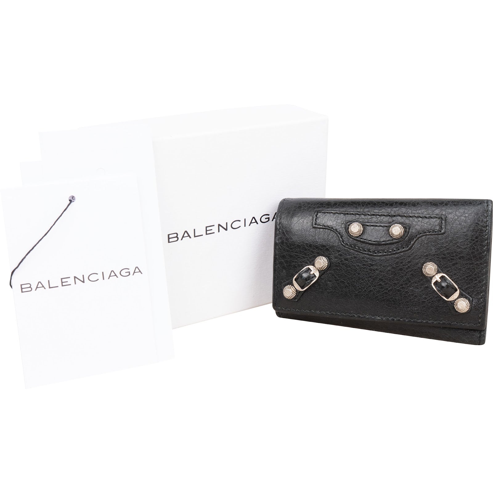 Balenciaga Black Leather Schlüsseletui