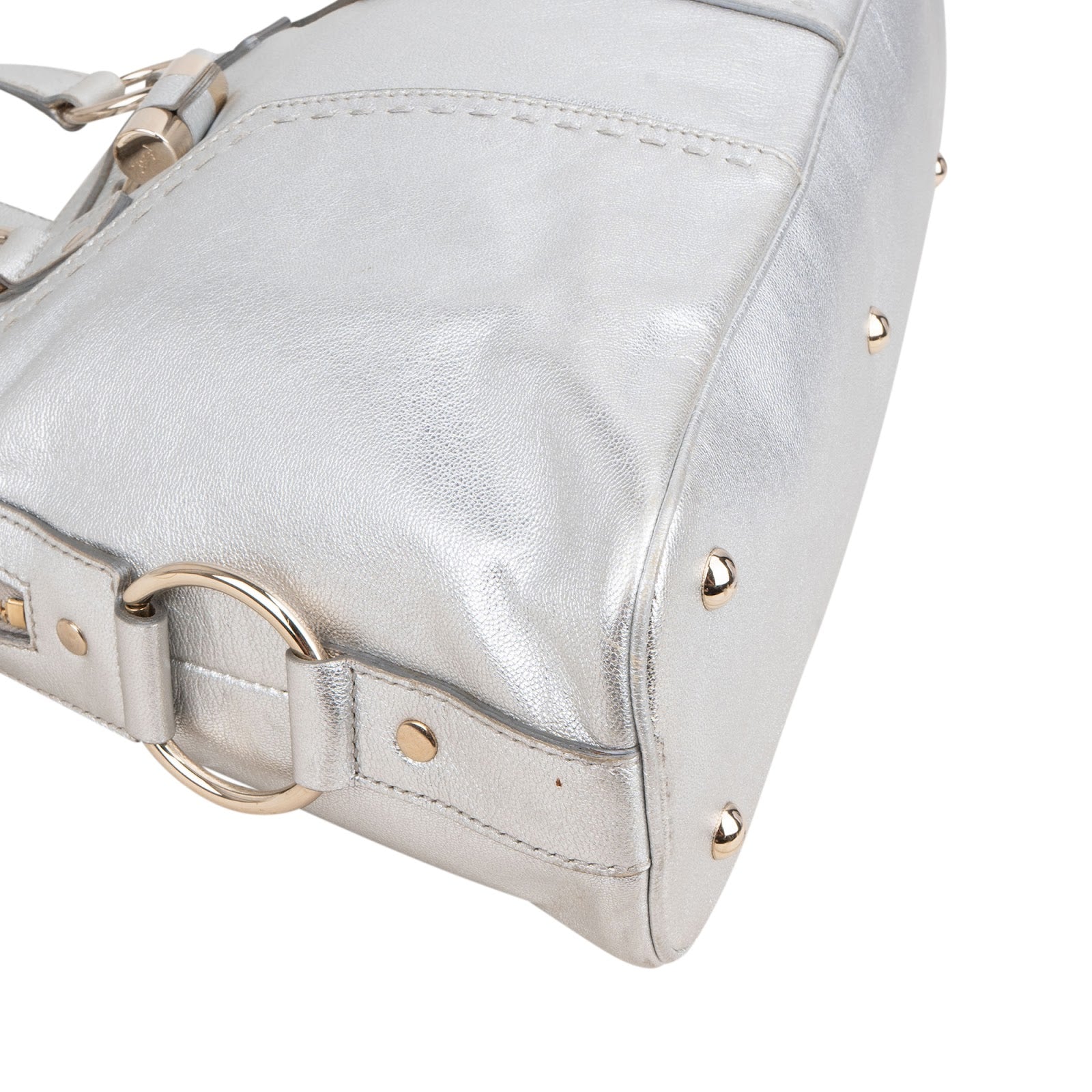 Yves Saint Laurent Metallic Silver Leather Muse Handbag